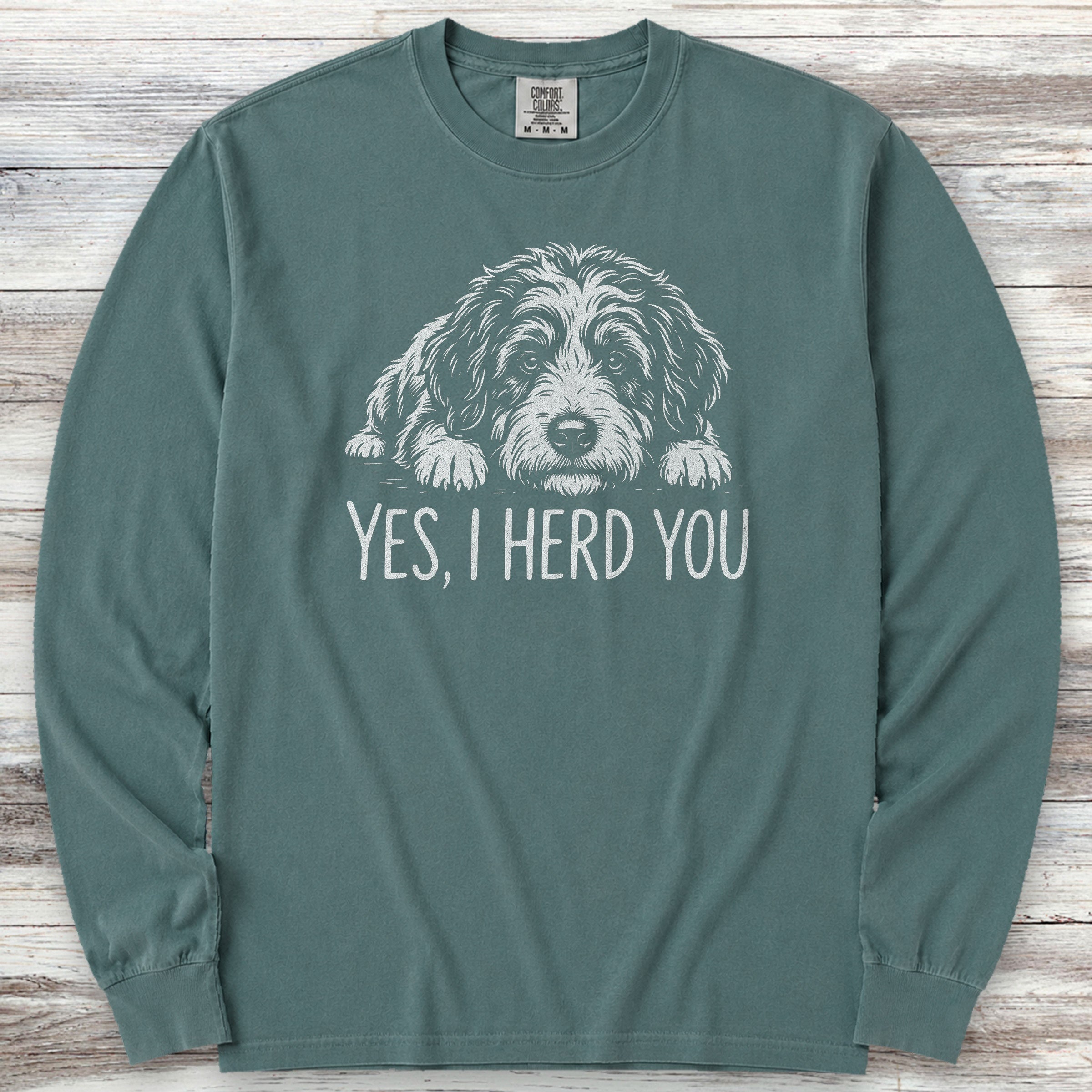 Bernedoodle Herd You Long Sleeve Tee - Blue Spruce