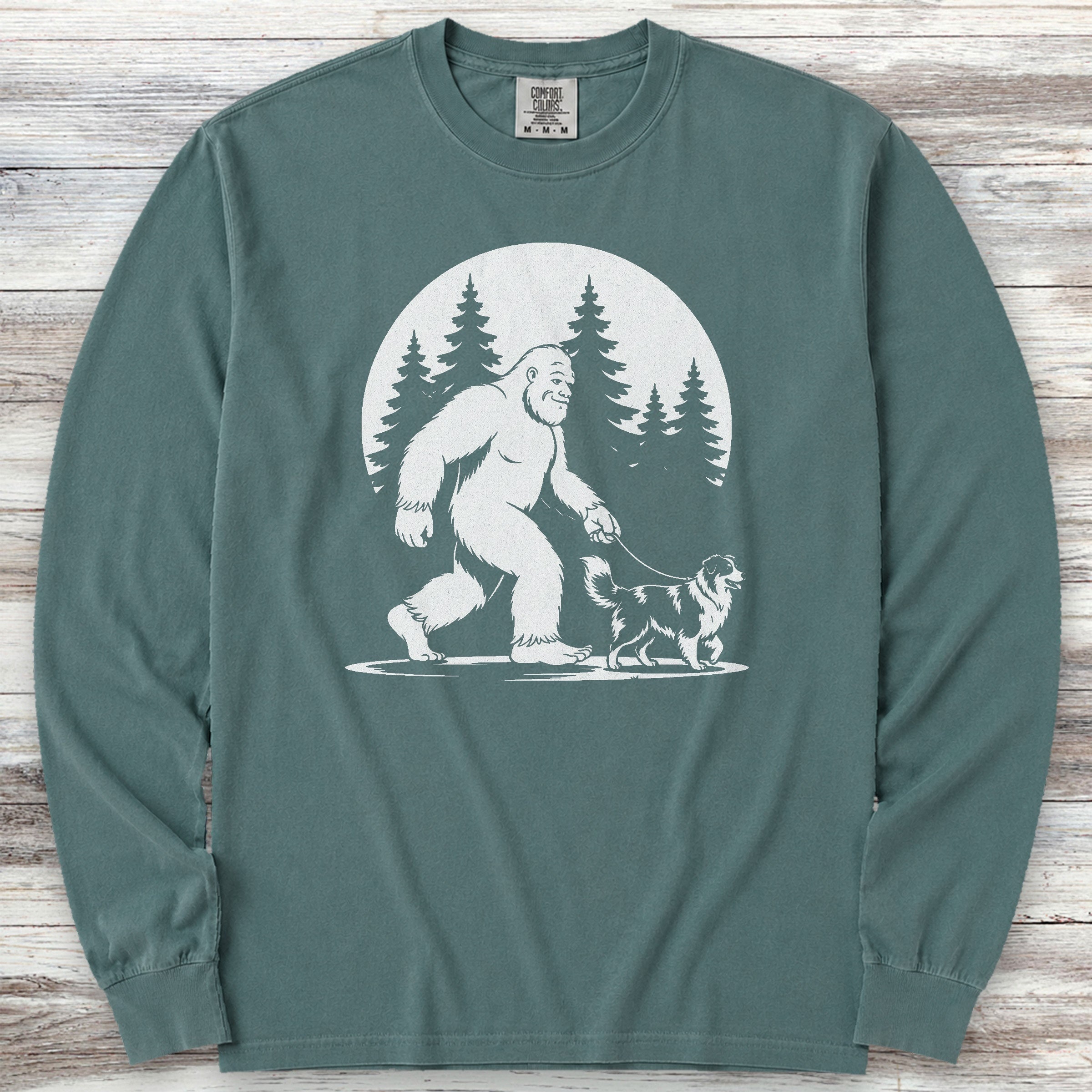Australian Shepherd Bigfoot Long Sleeve Tee - Blue Spruce