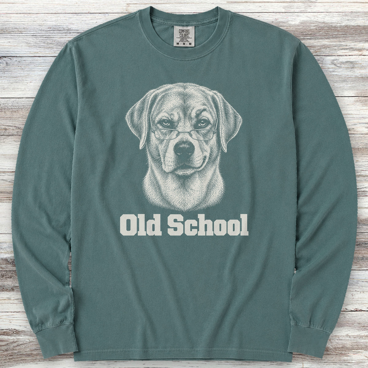 Labrador Retriever Yellow Old School Long Sleeve Tee - Blue Spruce