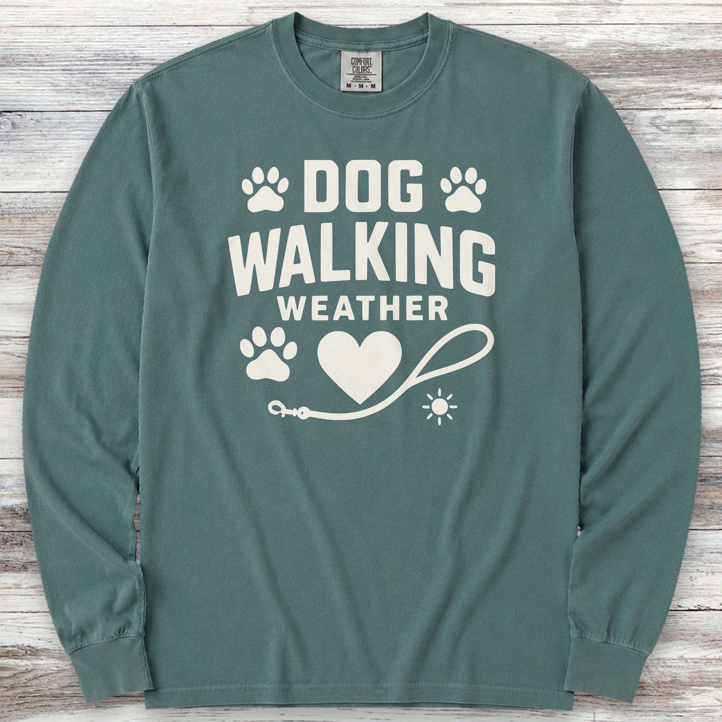 Dog Walking Weather Long Sleeve Tee - Blue Spruce