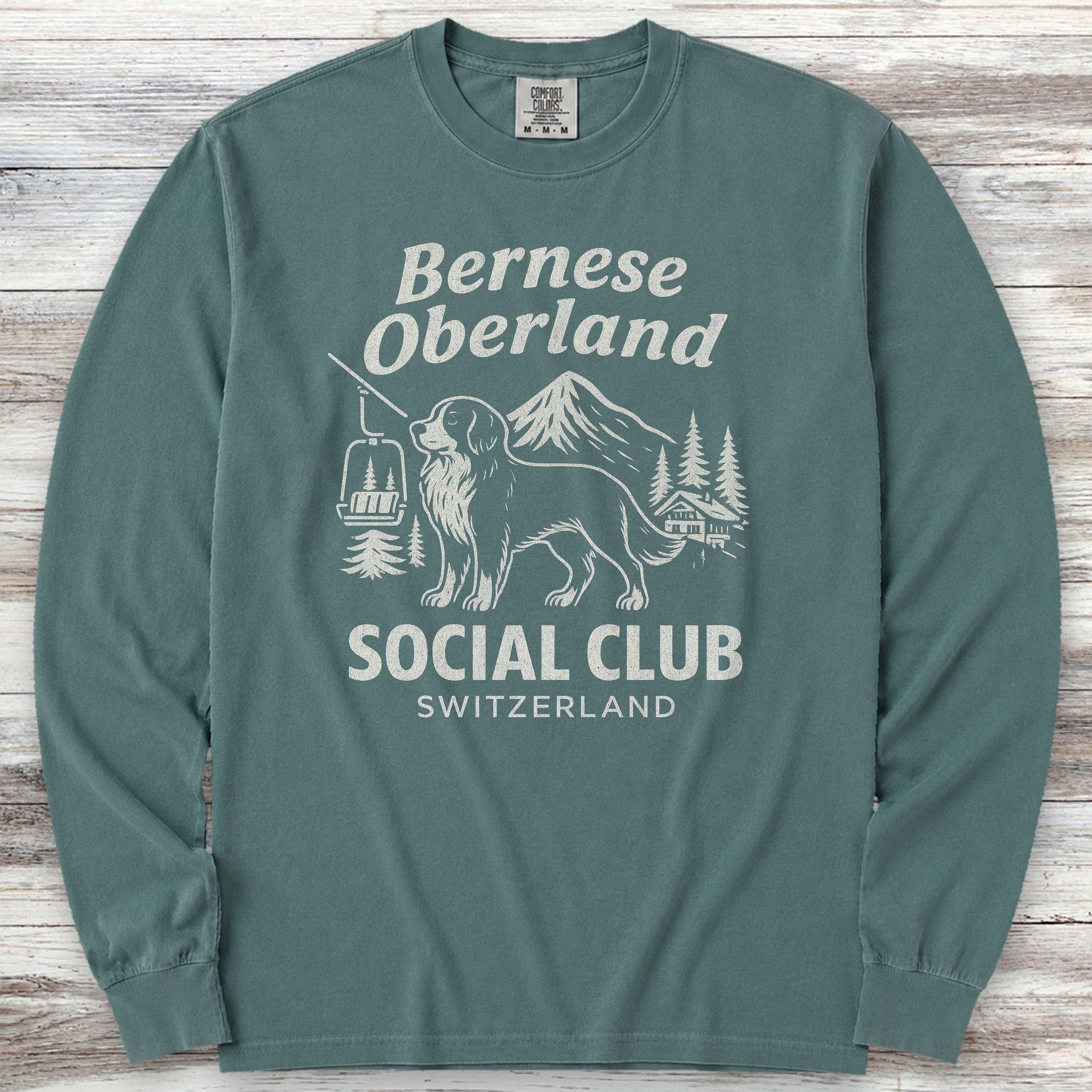 Bernese Mountain Dog Oberland Long Sleeve Tee - Blue Spruce