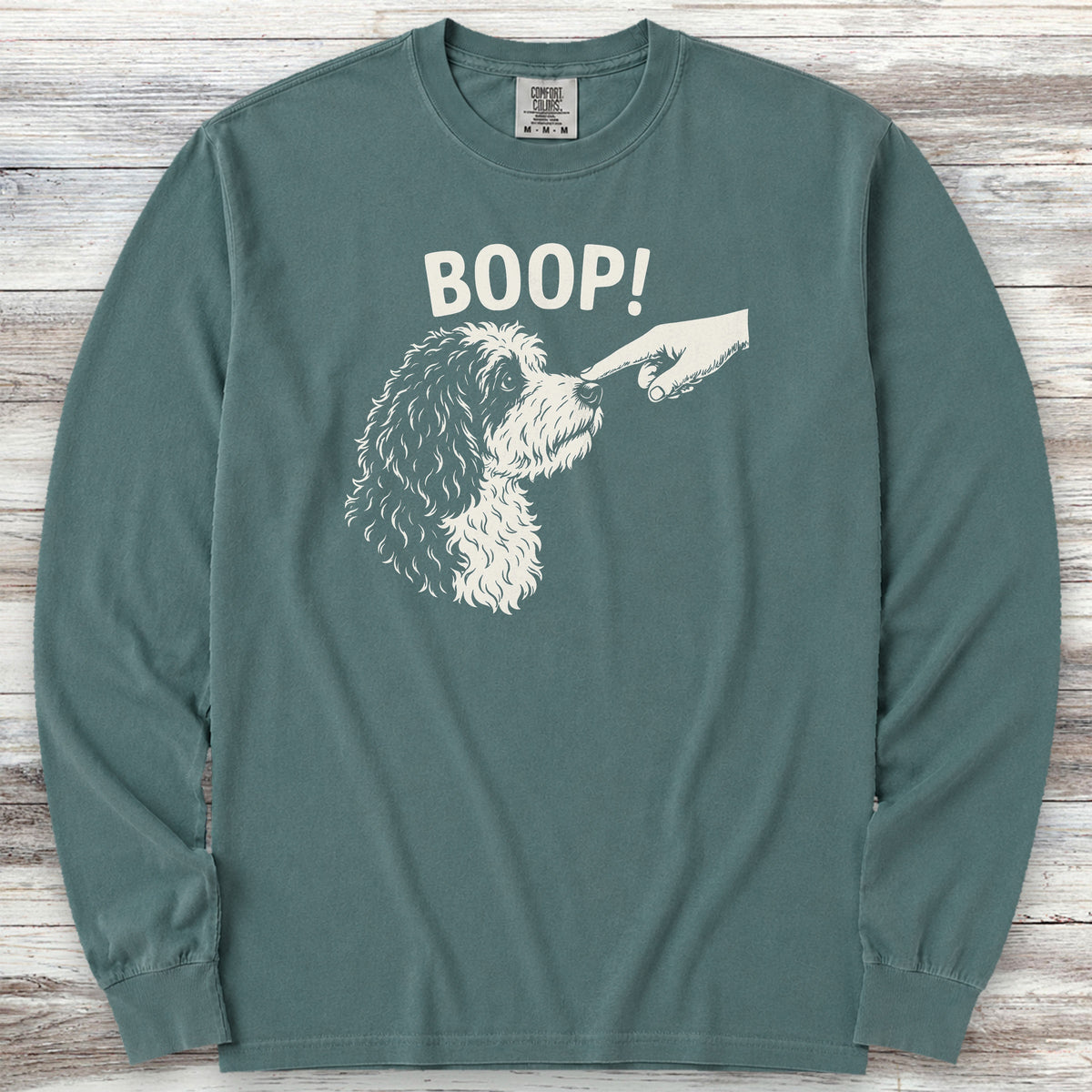 Sheepadoodle BOOP! Long Sleeve Tee - Blue Spruce