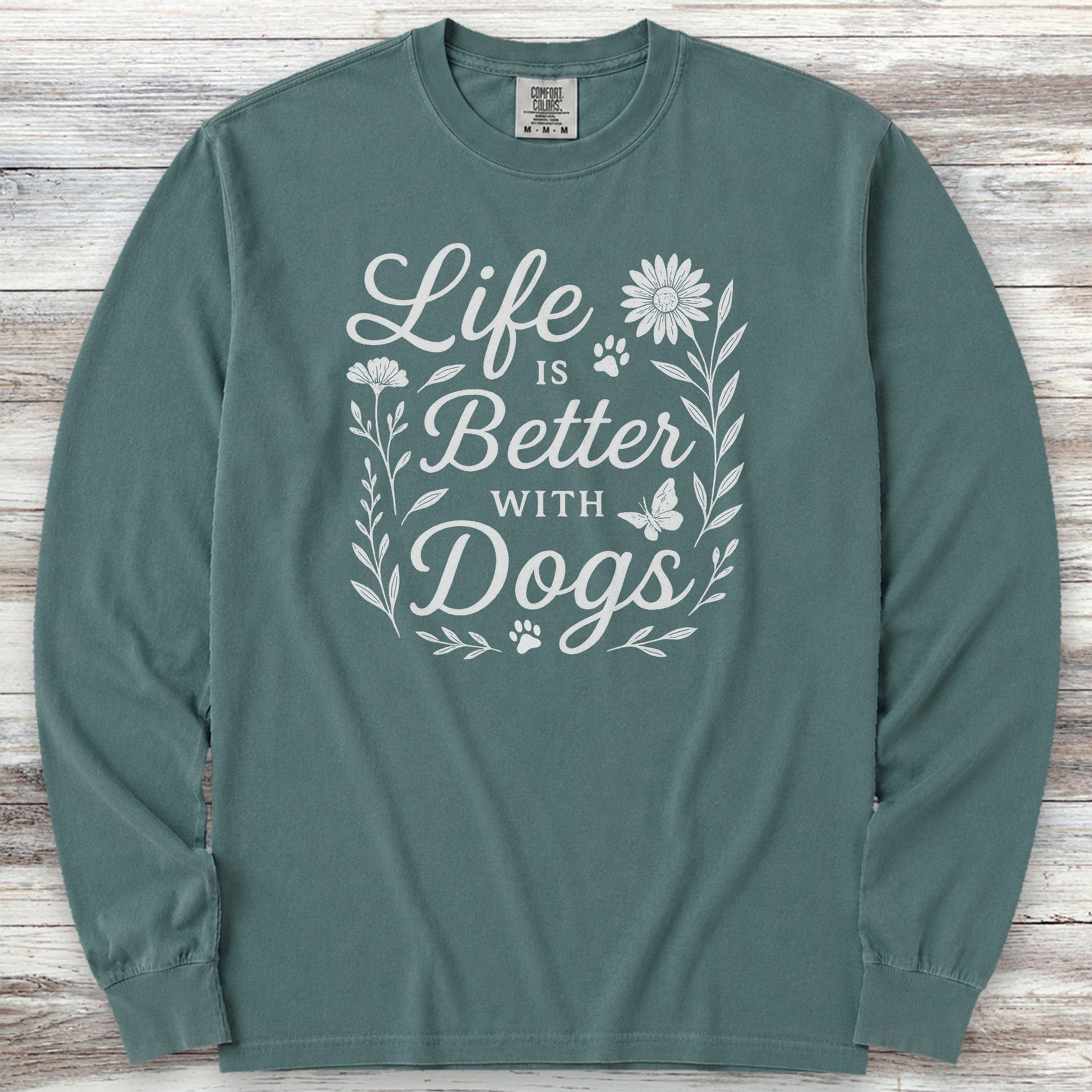 Life is Better Wildflowers Long Sleeve Tee - Blue Spruce