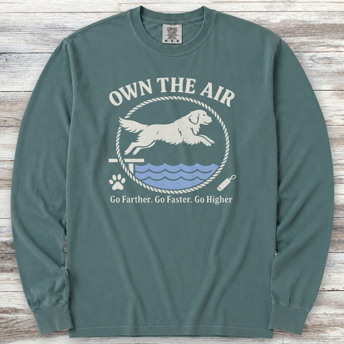 Golden Retriever Dock Diving Long Sleeve Tee - Blue Spruce