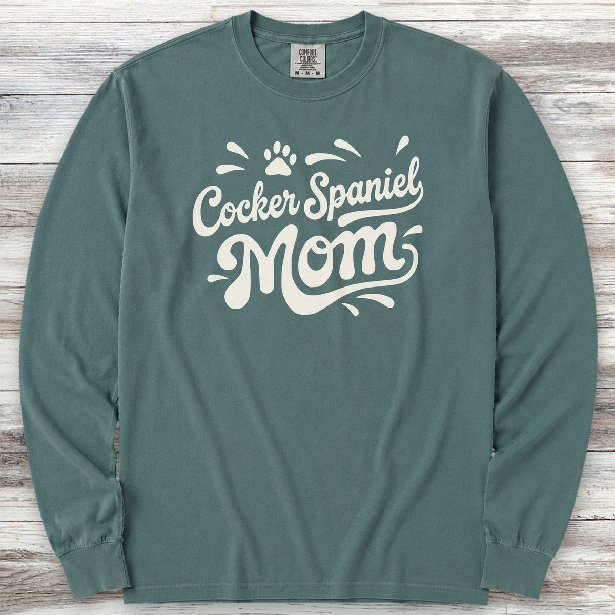 Cocker Spaniel Groovy Mom Long Sleeve Tee - Blue Spruce
