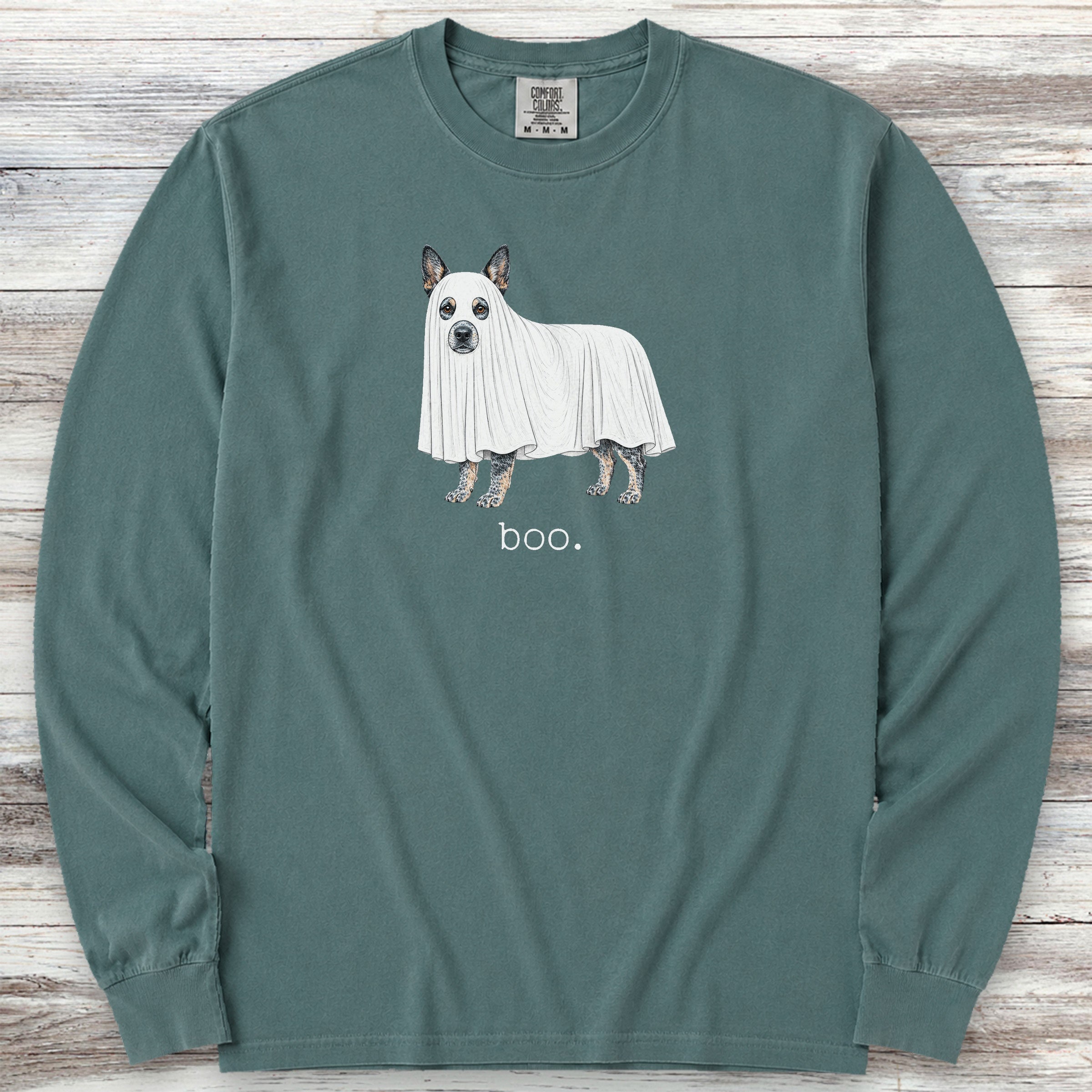 Australian Cattle Dog Boo Long Sleeve Tee - Blue Spruce