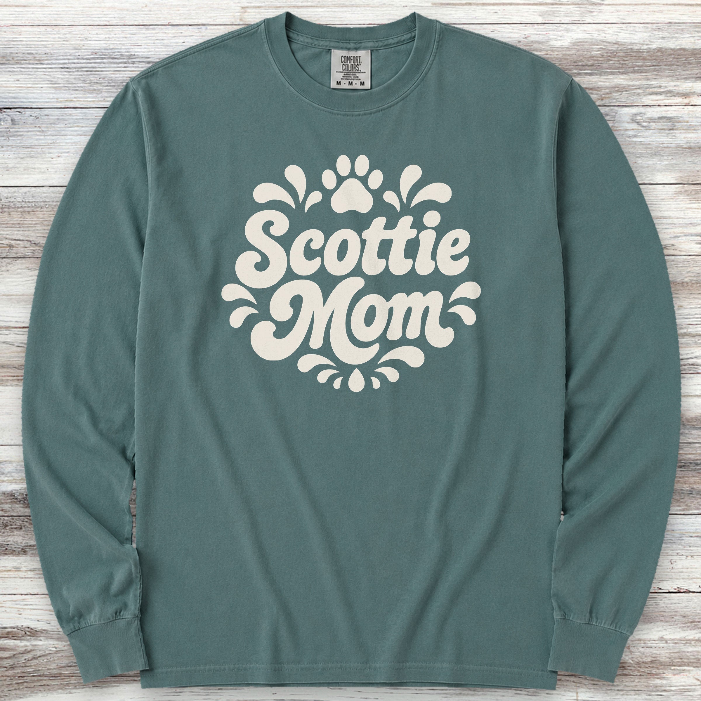 Scottish Terrier Groovy Mom Long Sleeve Tee - Blue Spruce