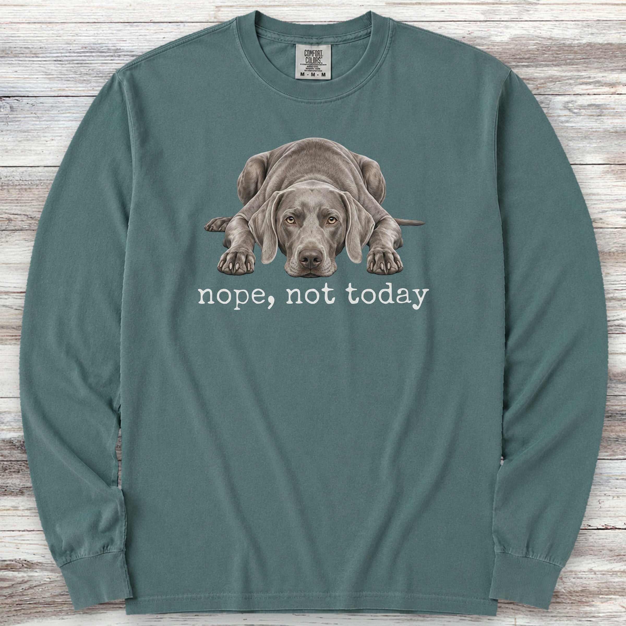 Weimaraner Nope Long Sleeve Tee - Blue Spruce