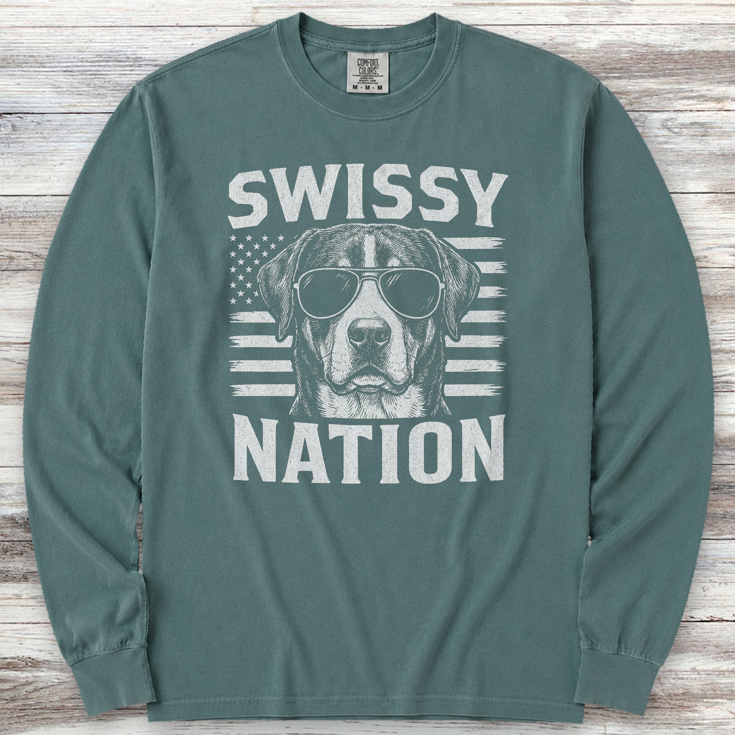 Swiss Mountain Dog Nation Long Sleeve Tee - Blue Spruce