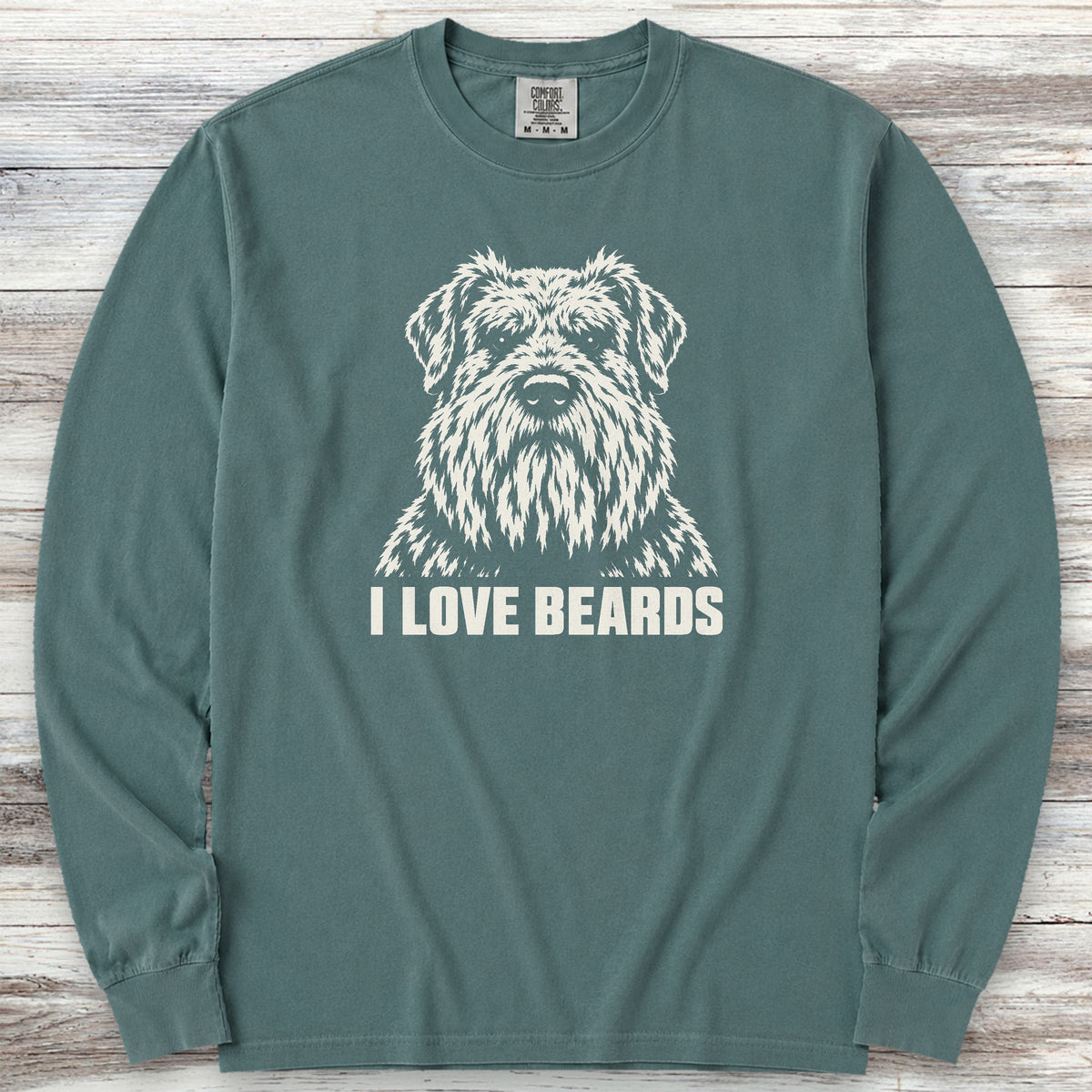 Bouvier I Love Beards Long Sleeve Tee - Blue Spruce