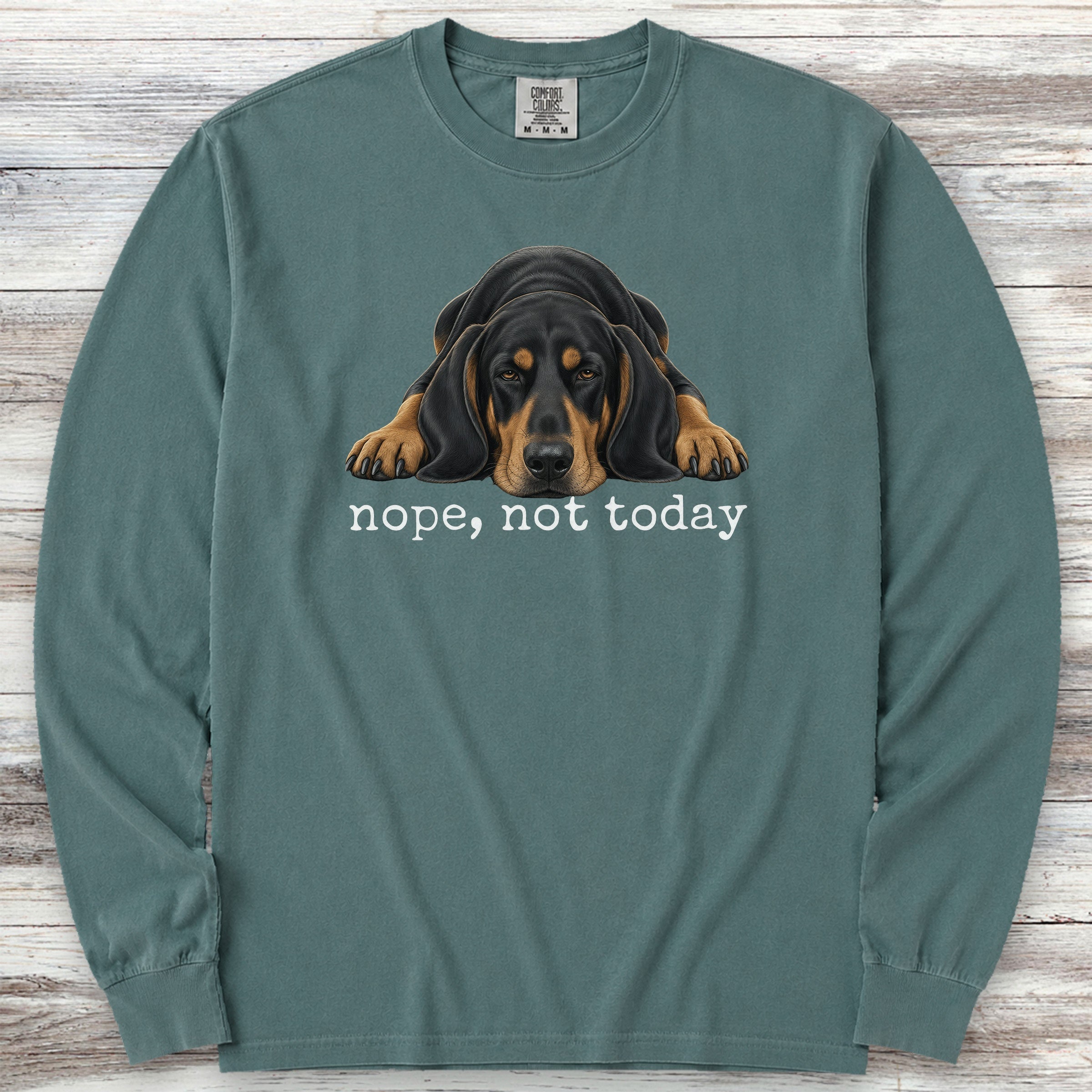 Coonhound Nope Long Sleeve Tee - Blue Spruce