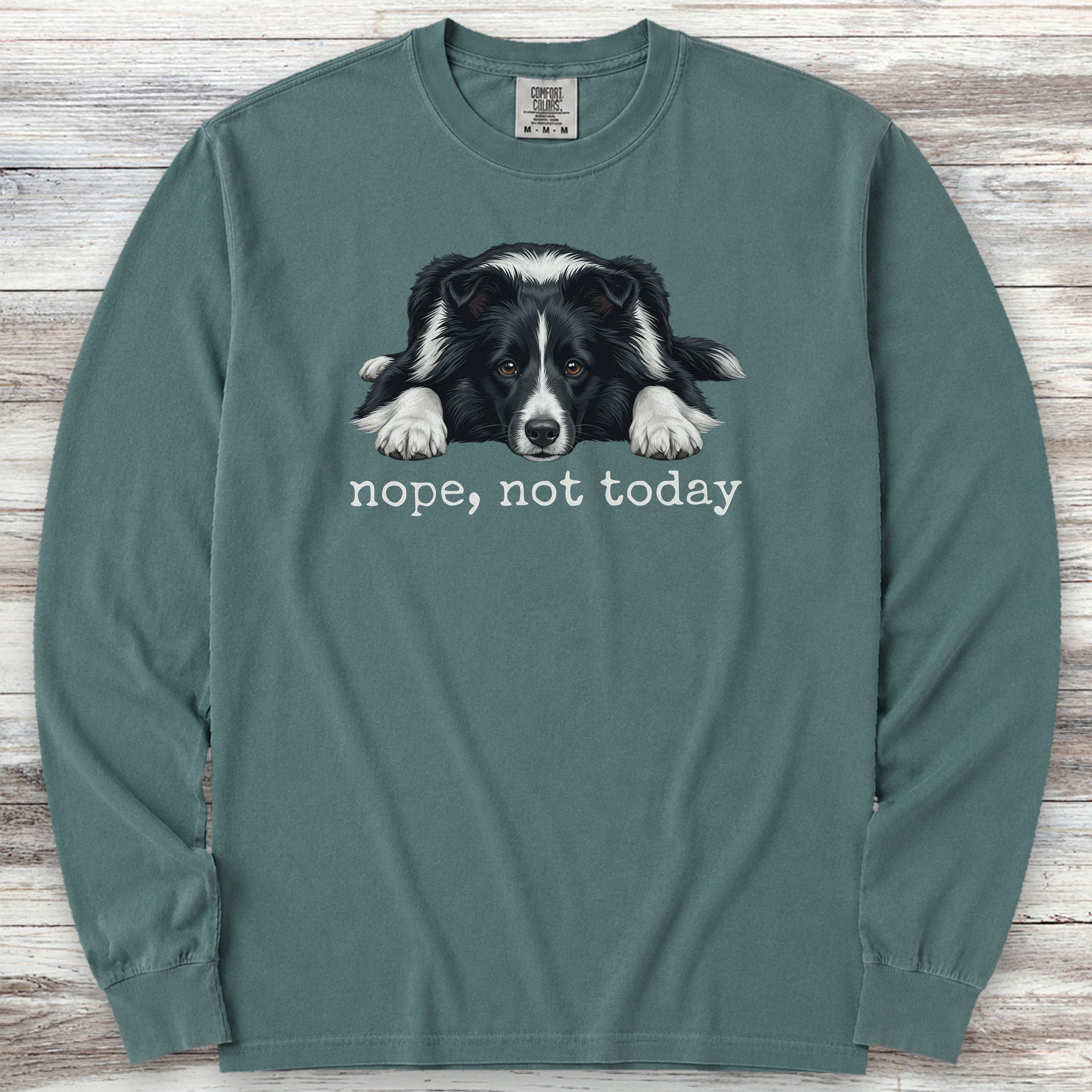 Shetland Sheepdog Bi-Black Nope Long Sleeve Tee - Blue Spruce