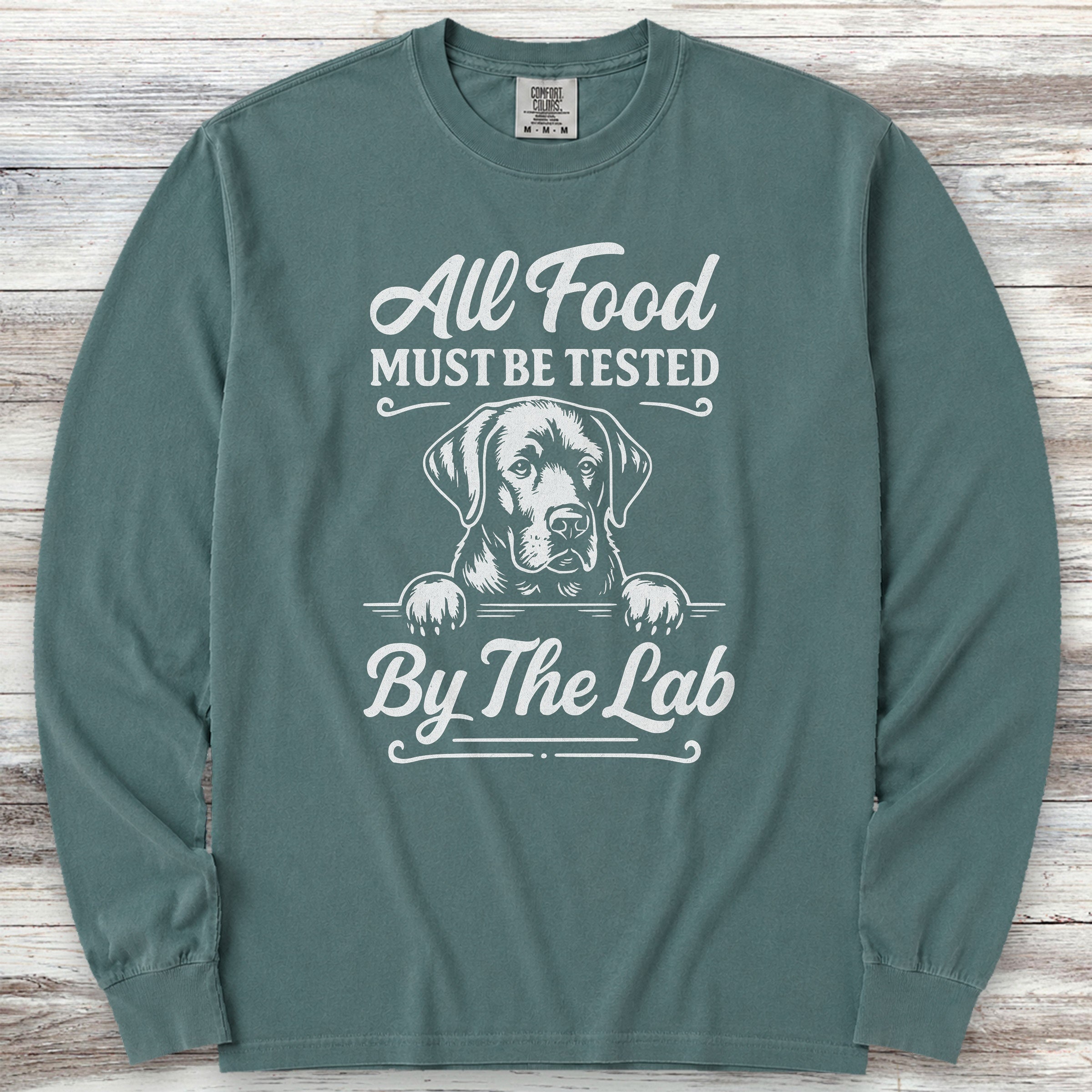 Labrador Retriever Food Test Long Sleeve Tee - Blue Spruce