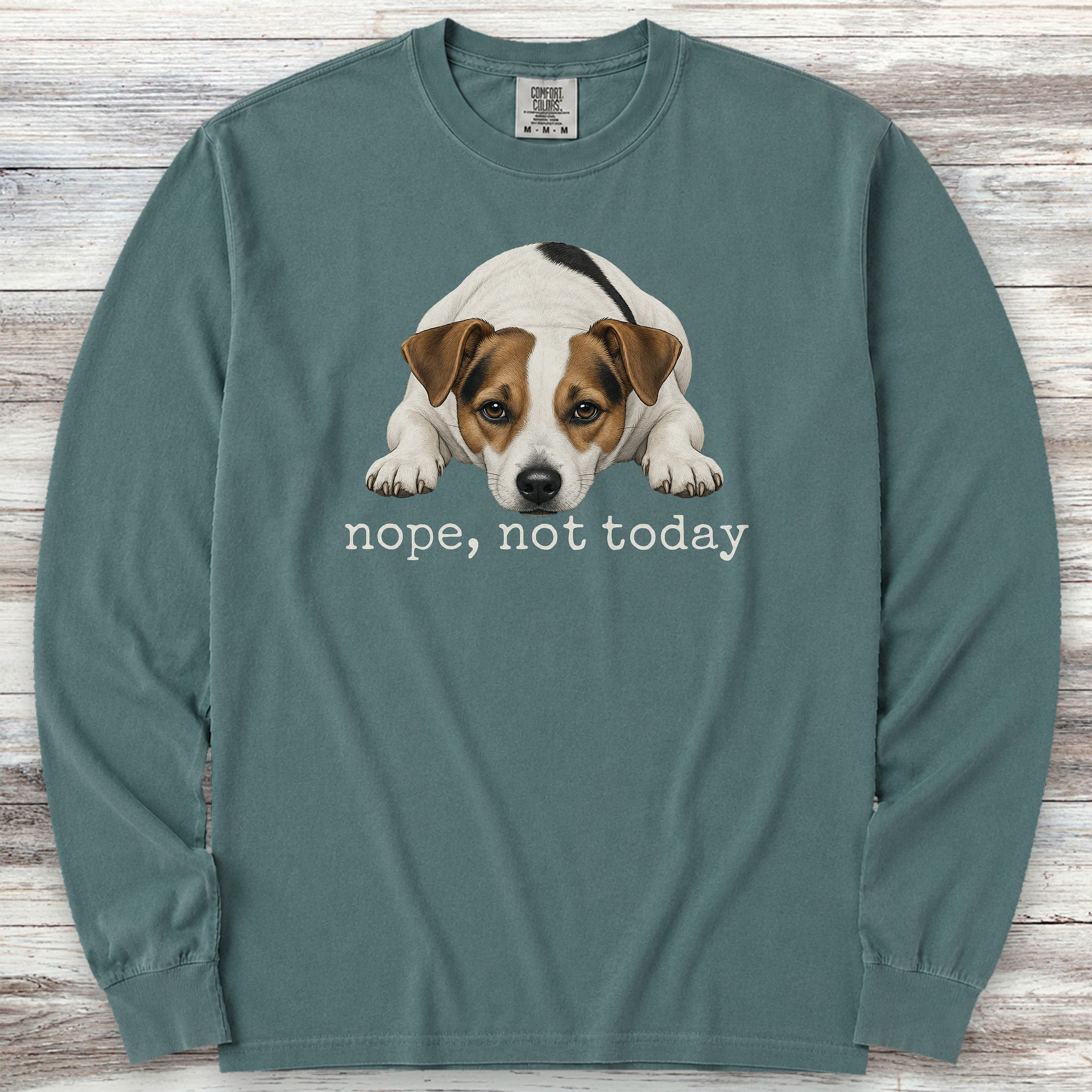 Jack Russell Nope Long Sleeve Tee - Blue Spruce