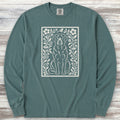 Labrador Retriever Black Folk Art Floral Long Sleeve Tee - Blue Spruce