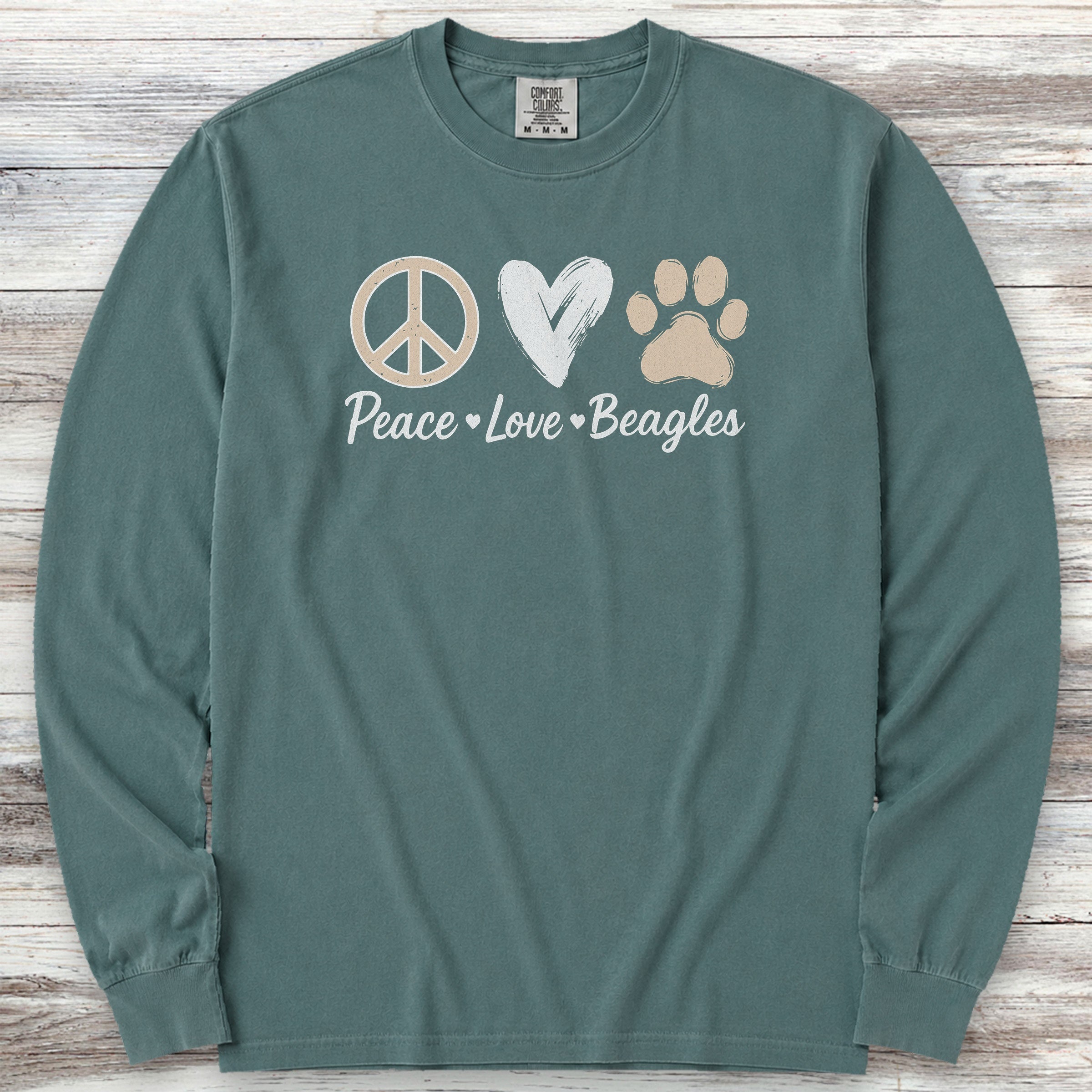 Beagle Peace Long Sleeve Tee - Blue Spruce