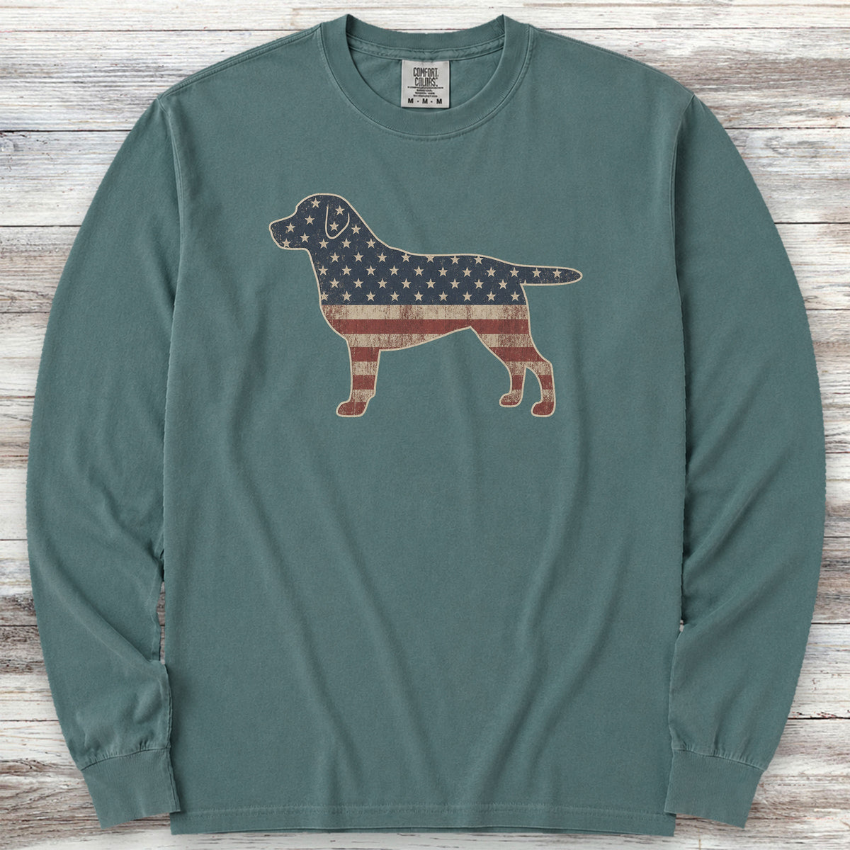 Labrador Retriever Vintage USA Long Sleeve Tee - Blue Spruce