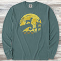 Coonhound Halloween Moon Long Sleeve Tee - Blue Spruce