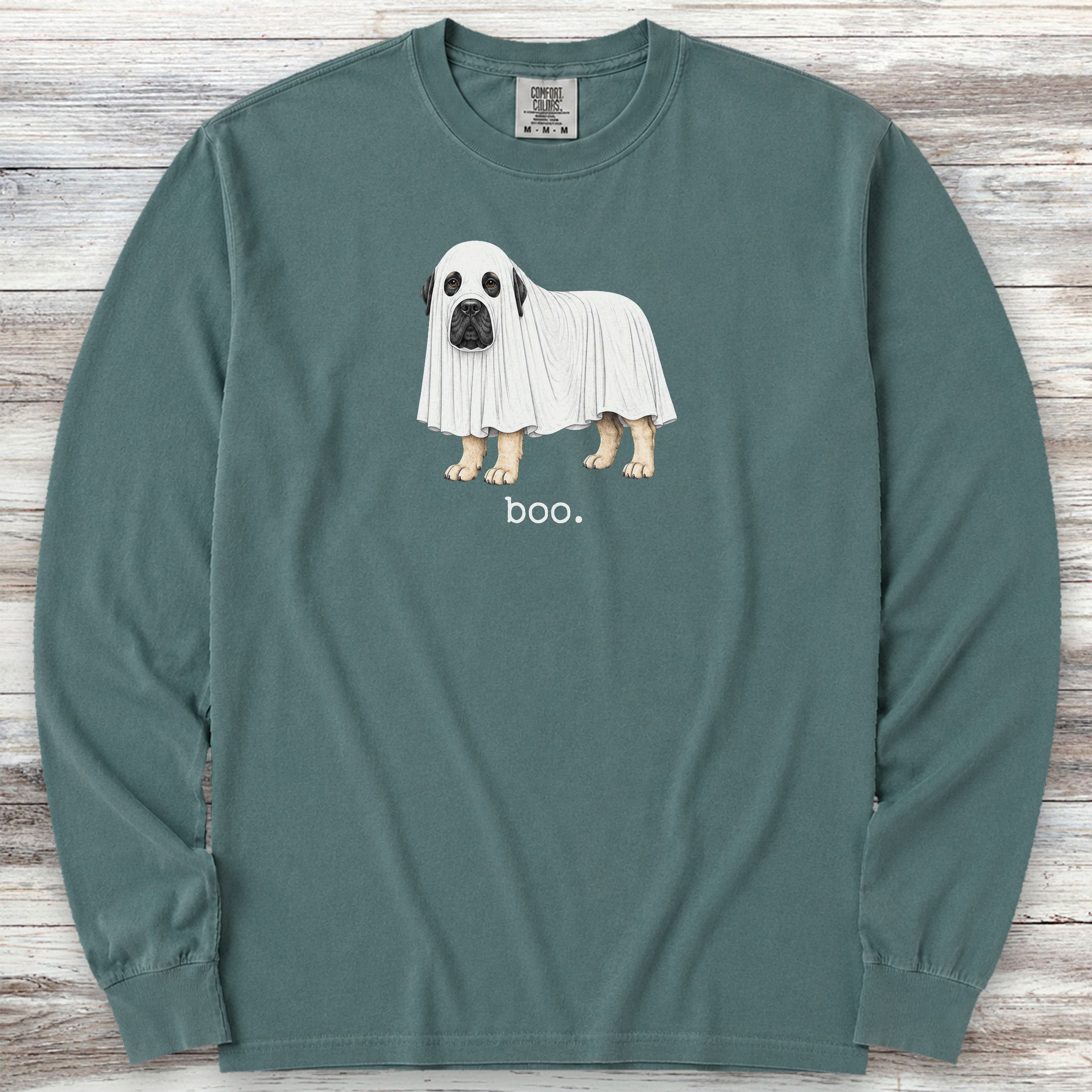 English Mastiff Boo Long Sleeve Tee - Blue Spruce