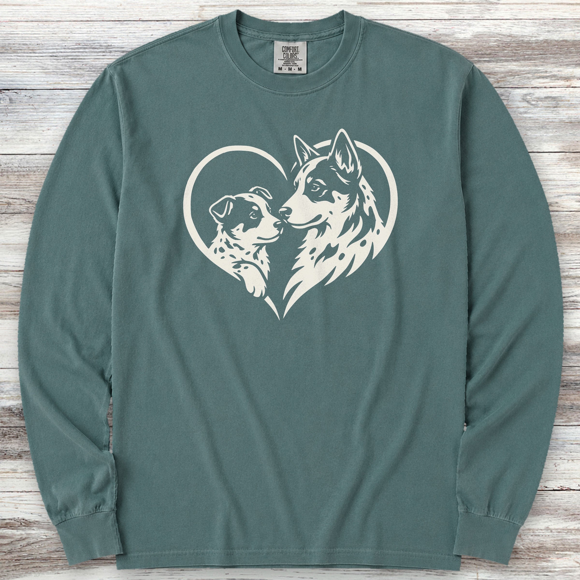 Australian Cattle Dog Heart Bond Long Sleeve Tee - Blue Spruce