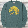 Jack Russell Terrier Halloween Moon Long Sleeve Tee - Blue Spruce