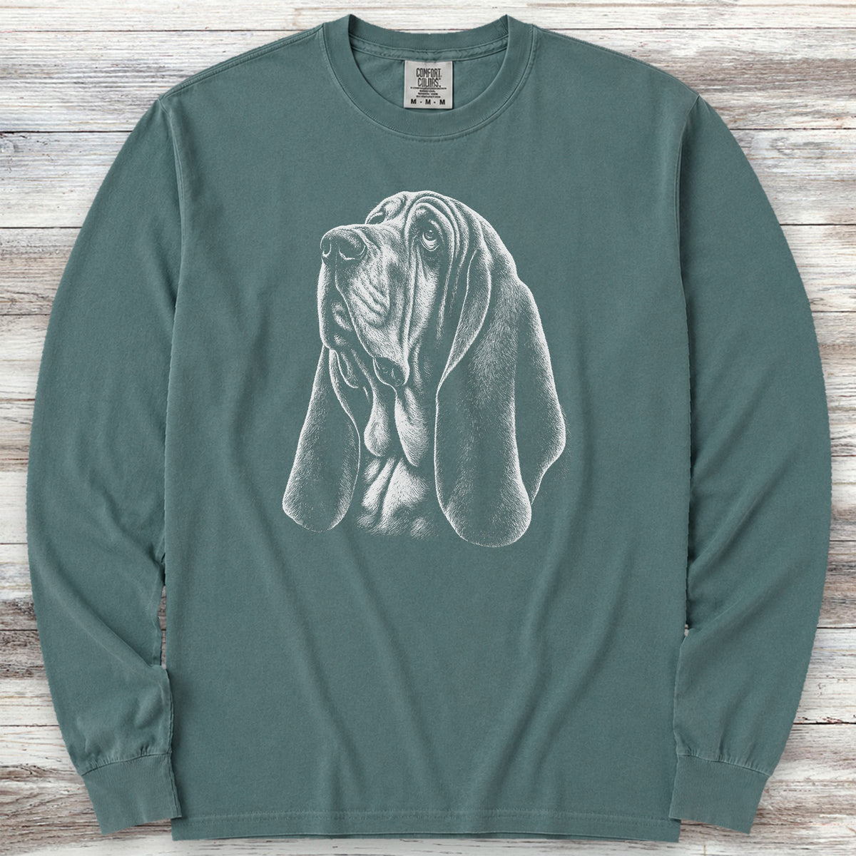 Basset Hound Loyalty Long Sleeve Tee - Blue Spruce