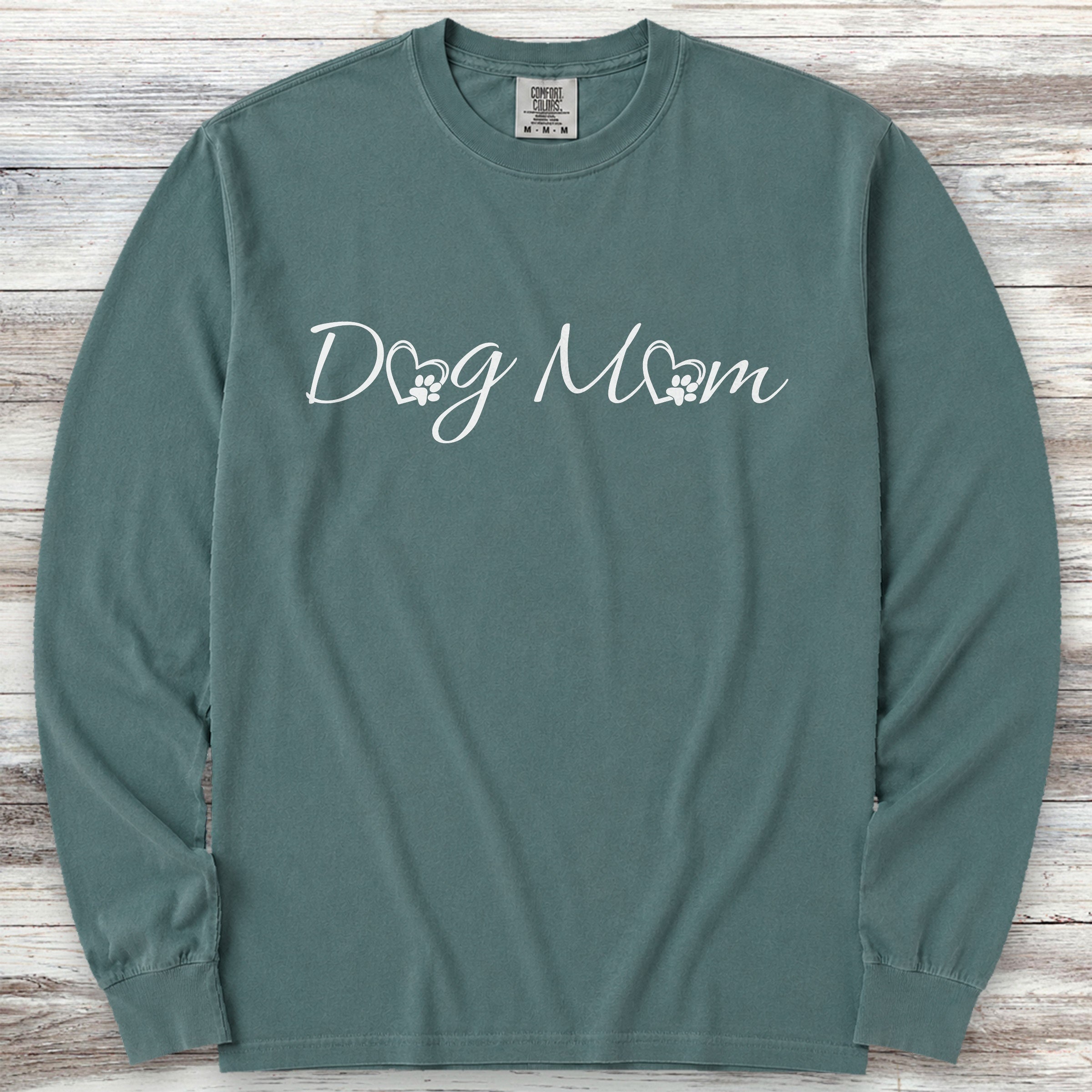Dog Mom Love Long Sleeve Tee - Blue Spruce