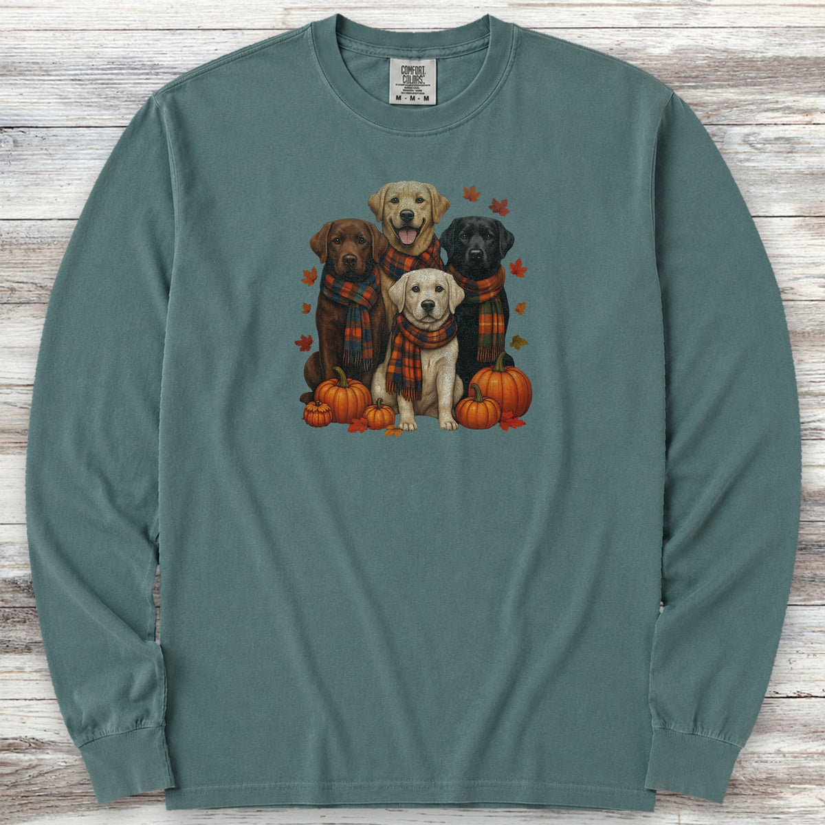Labrador Retriever Fall Long Sleeve Tee - Blue Spruce