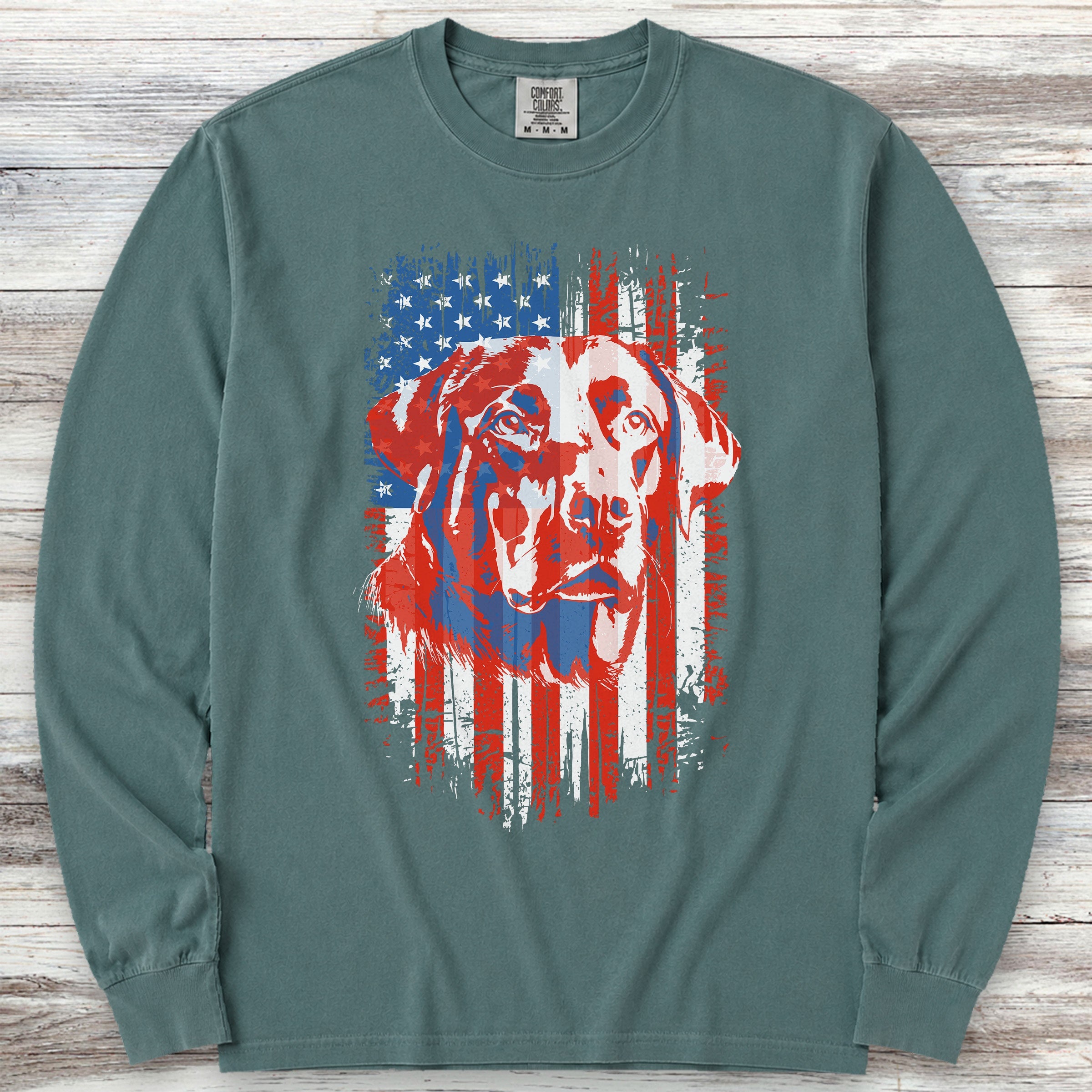 Labrador Retriever USA Long Sleeve Tee - Blue Spruce