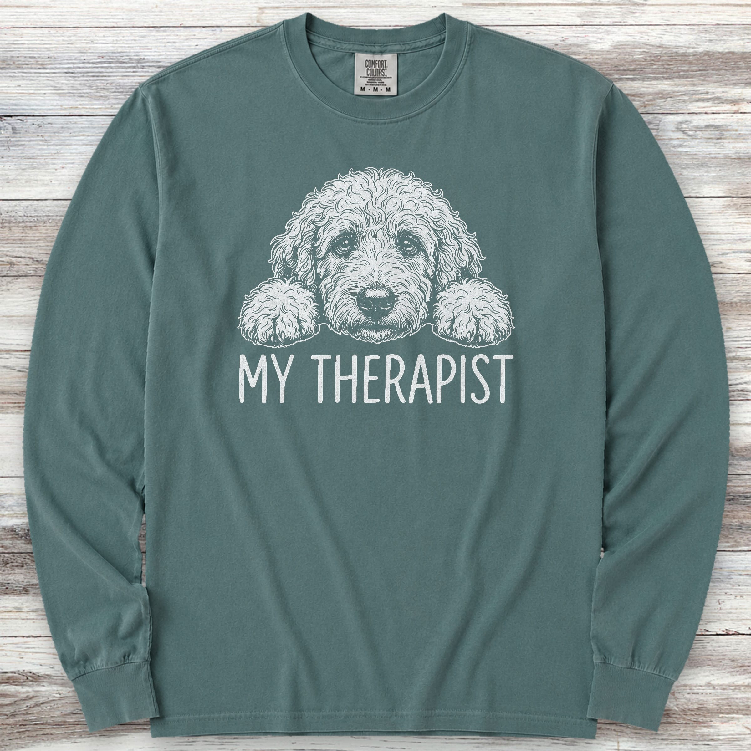 Doodle Therapist Long Sleeve Tee - Blue Spruce