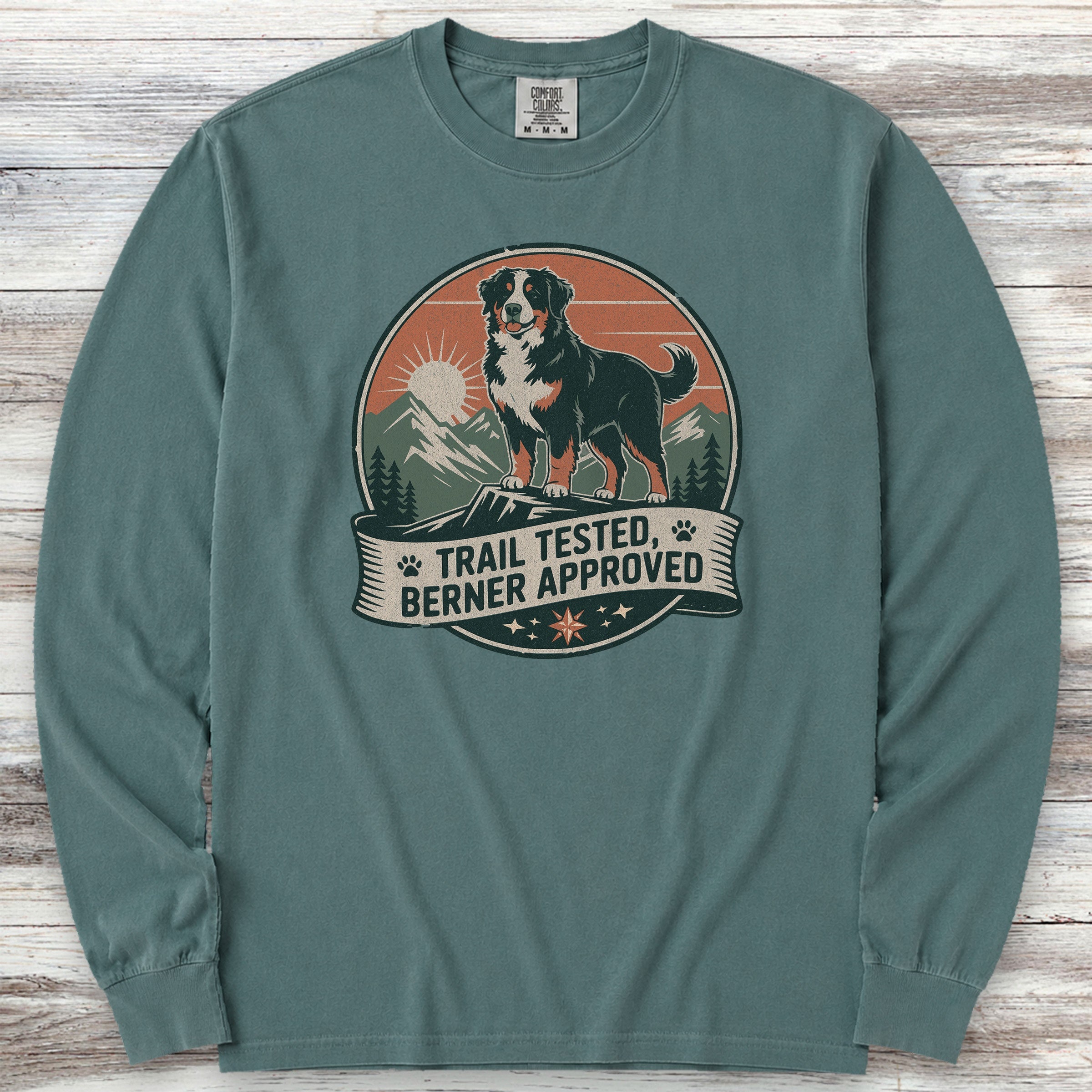 Bernese Mountain Dog Tested Long Sleeve Tee - Blue Spruce