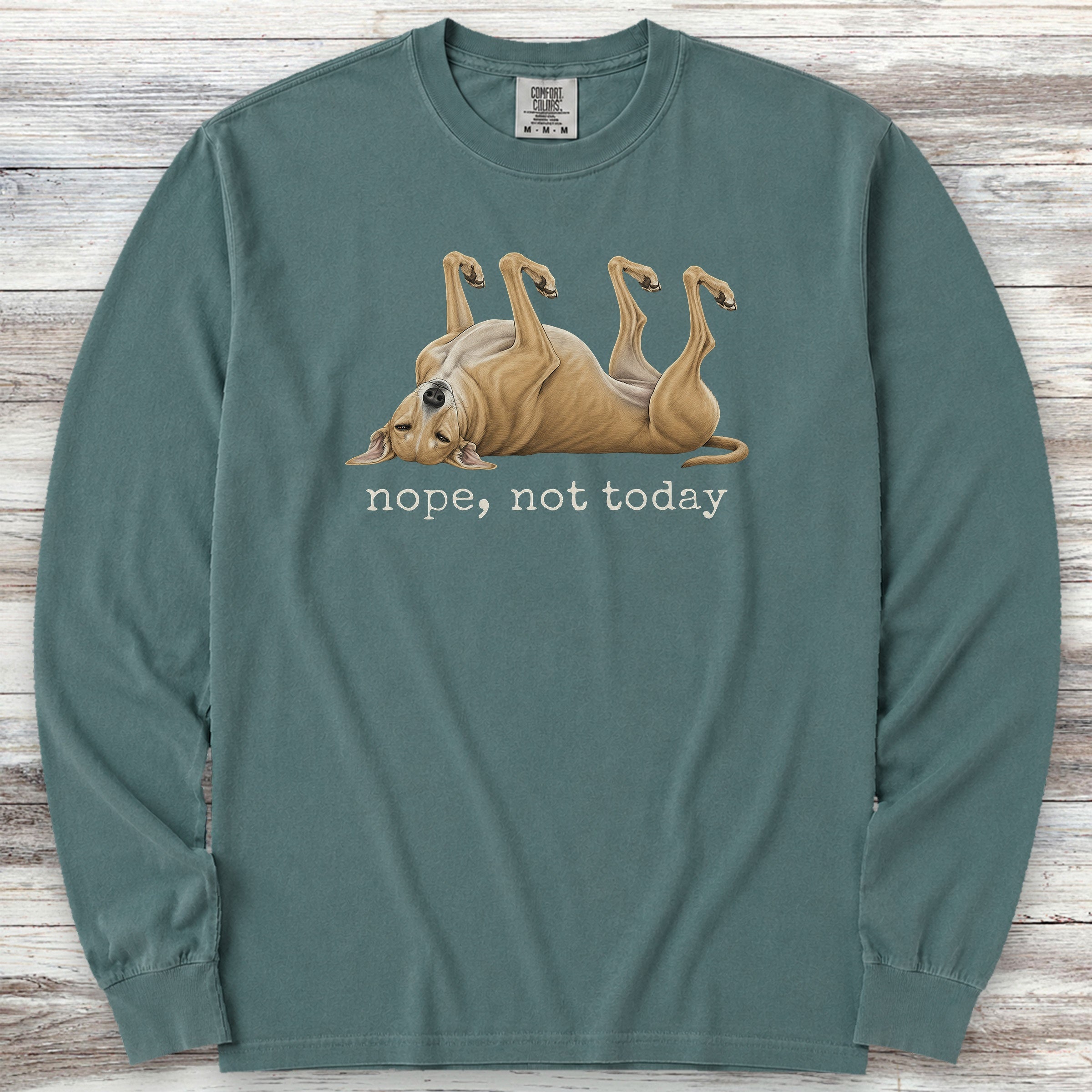 Greyhound Nope Long Sleeve Tee - Blue Spruce