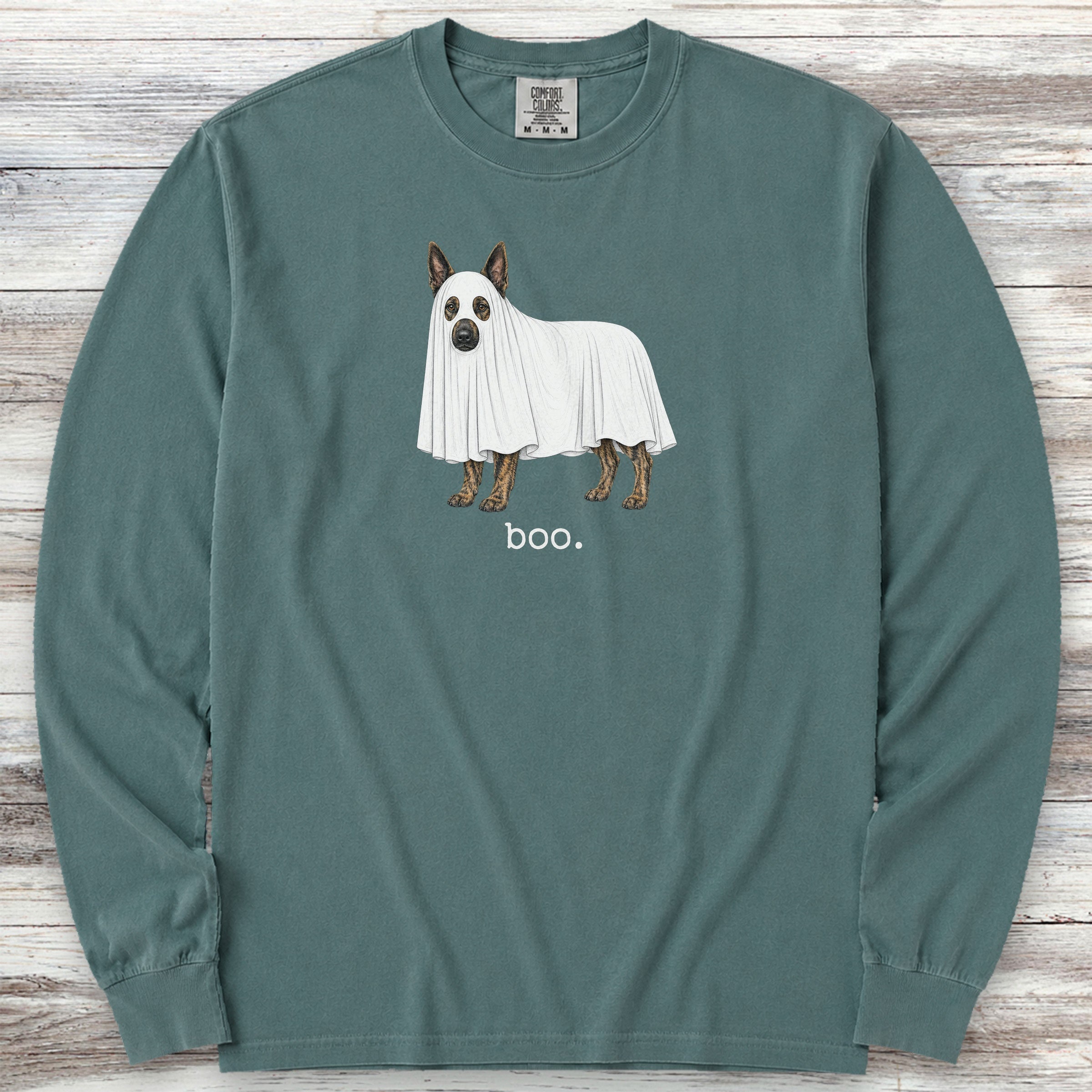 Dutch Shepherd Boo Long Sleeve Tee - Blue Spruce