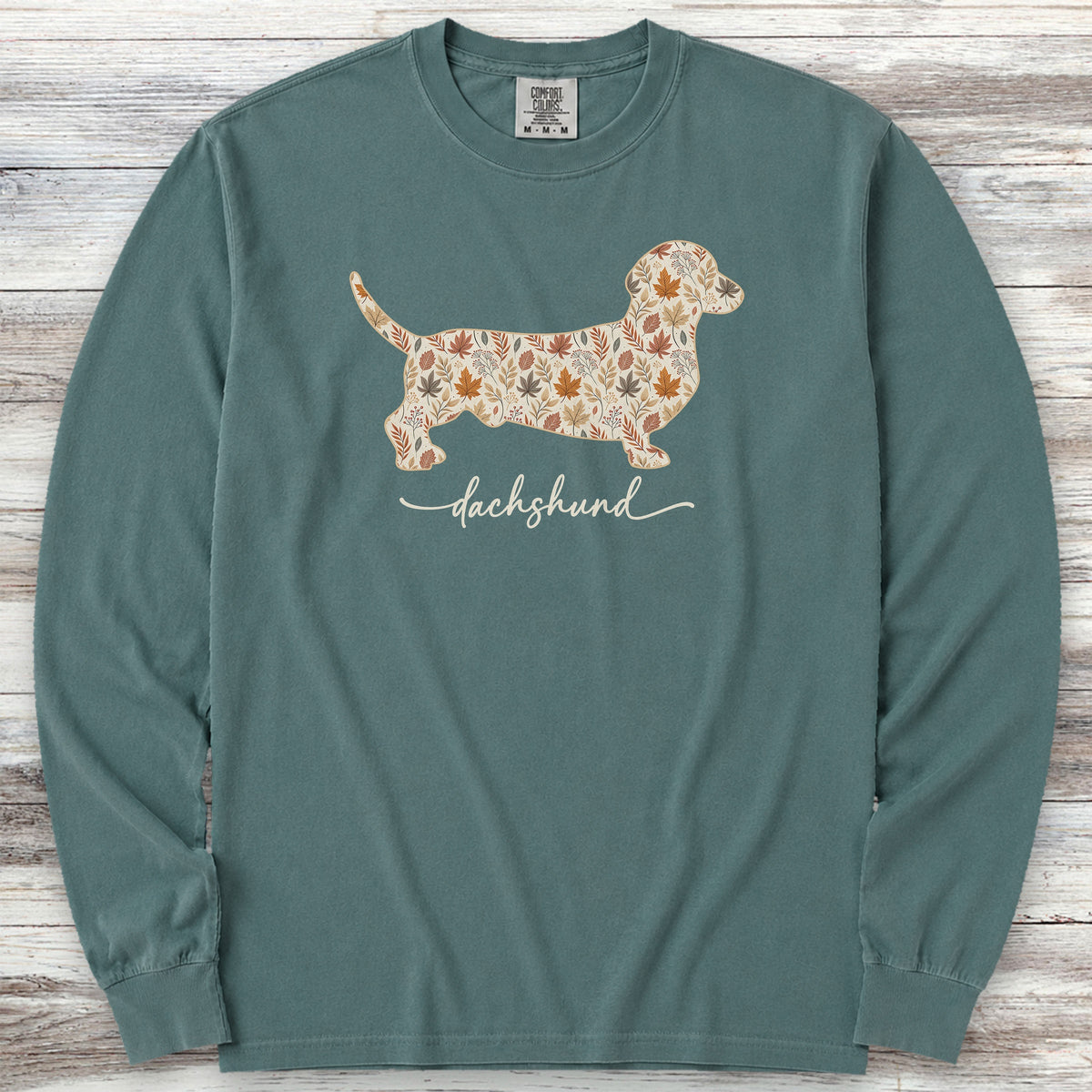 Dachshund Fall Long Sleeve Tee - Blue Spruce