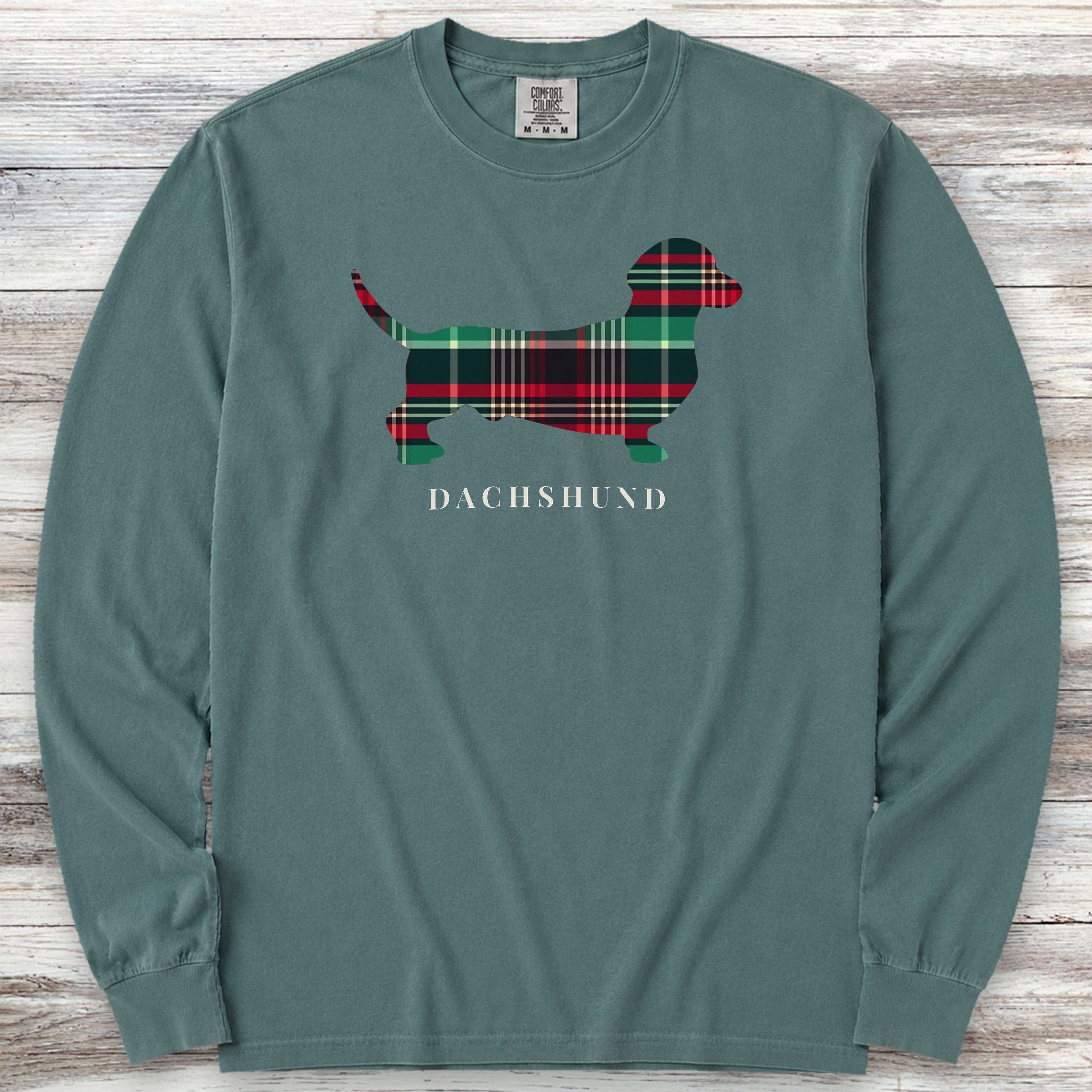 Dachshund Winter 2025 Long Sleeve Tee - Blue Spruce