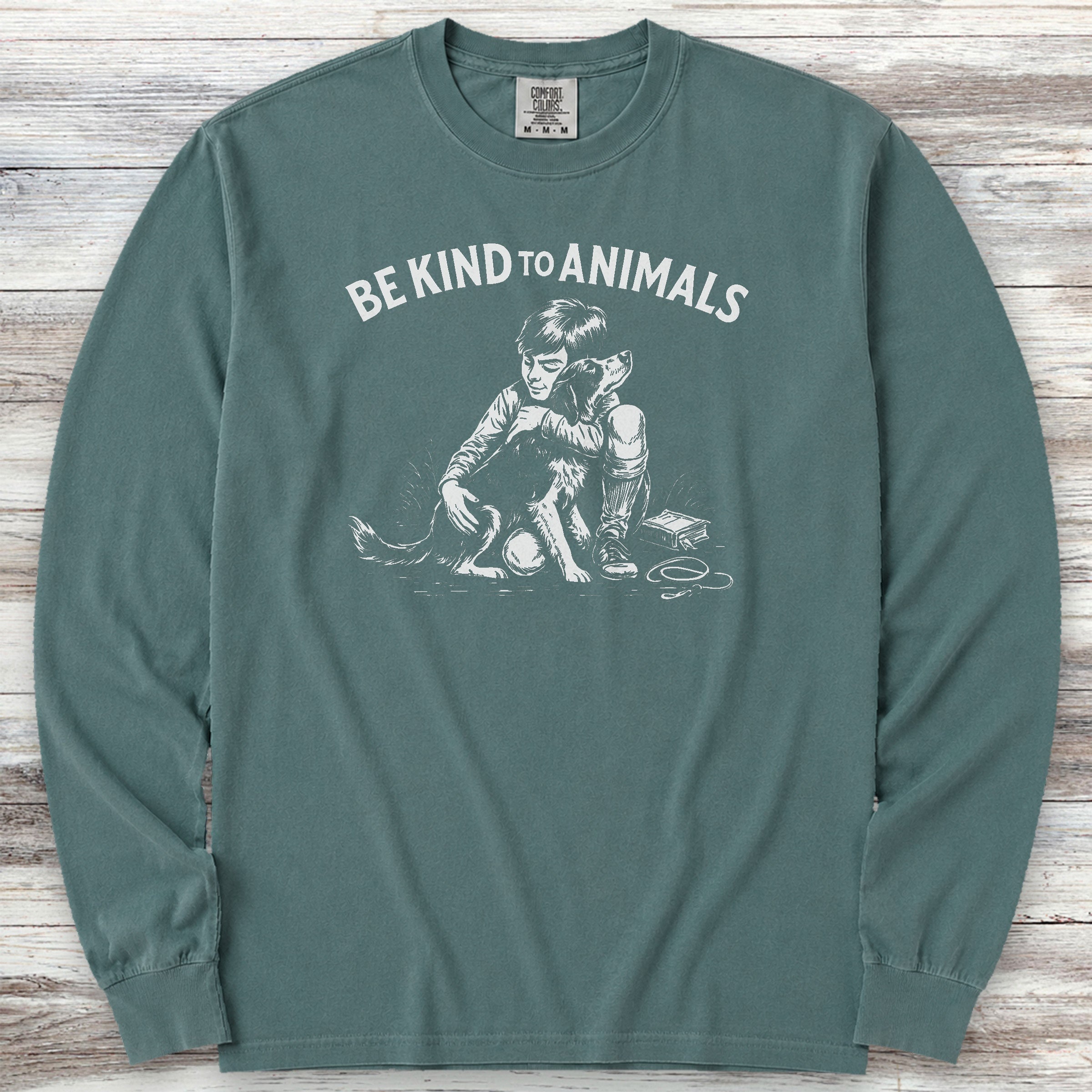 Be Kind to Animals Long Sleeve Tee - Blue Spruce
