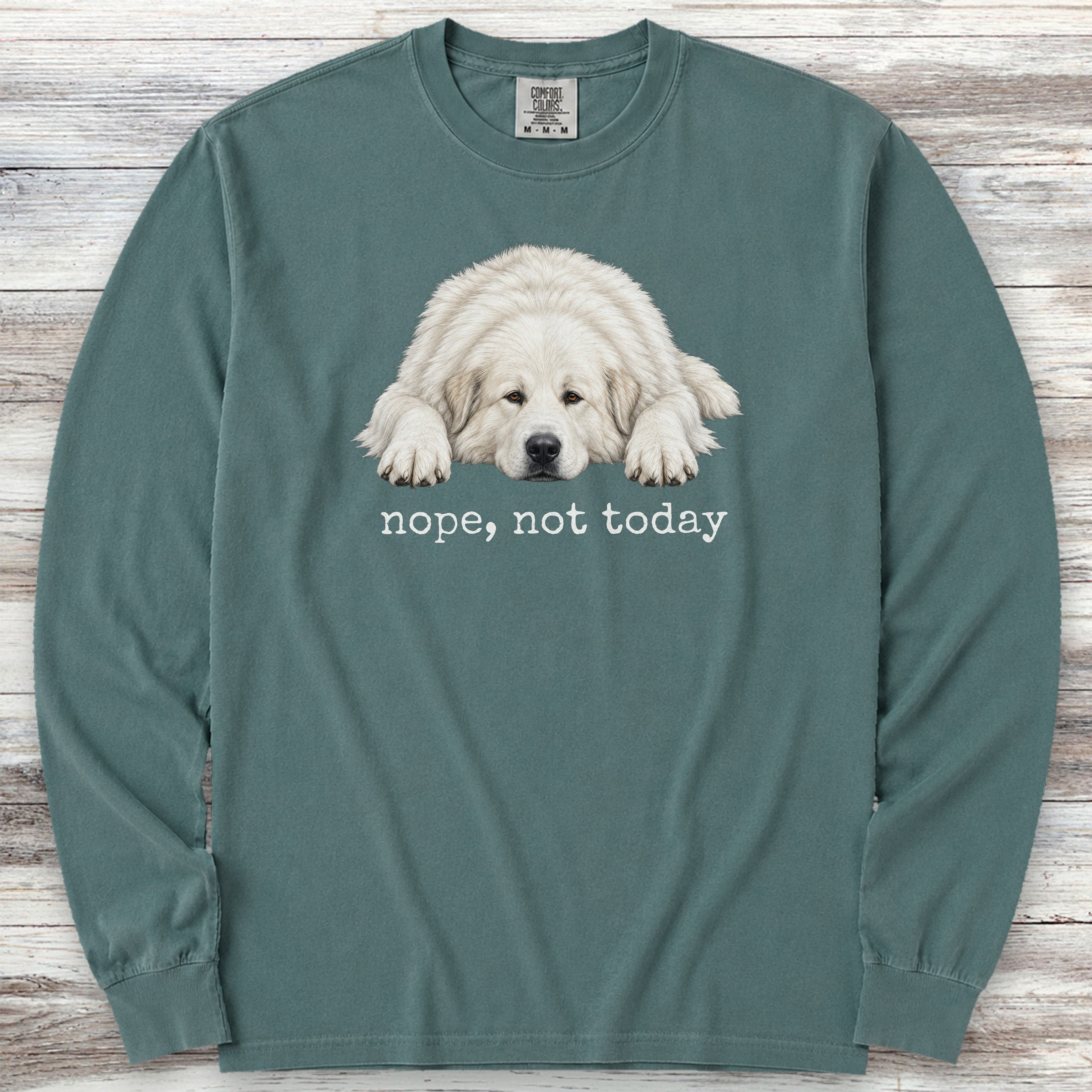 Great Pyrenees Nope Long Sleeve Tee - Blue Spruce