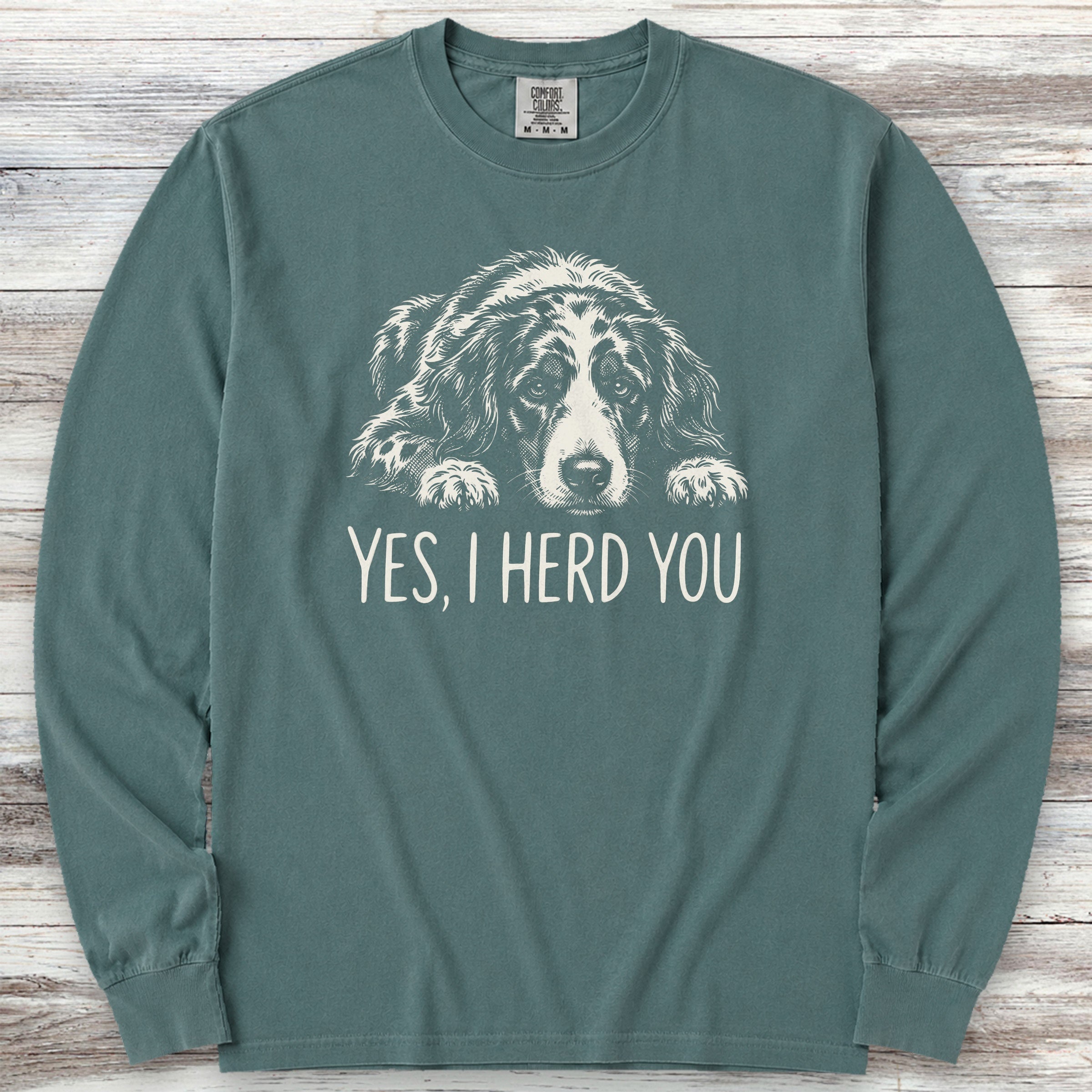 Aussiedoodle Herd You Long Sleeve Tee - Blue Spruce