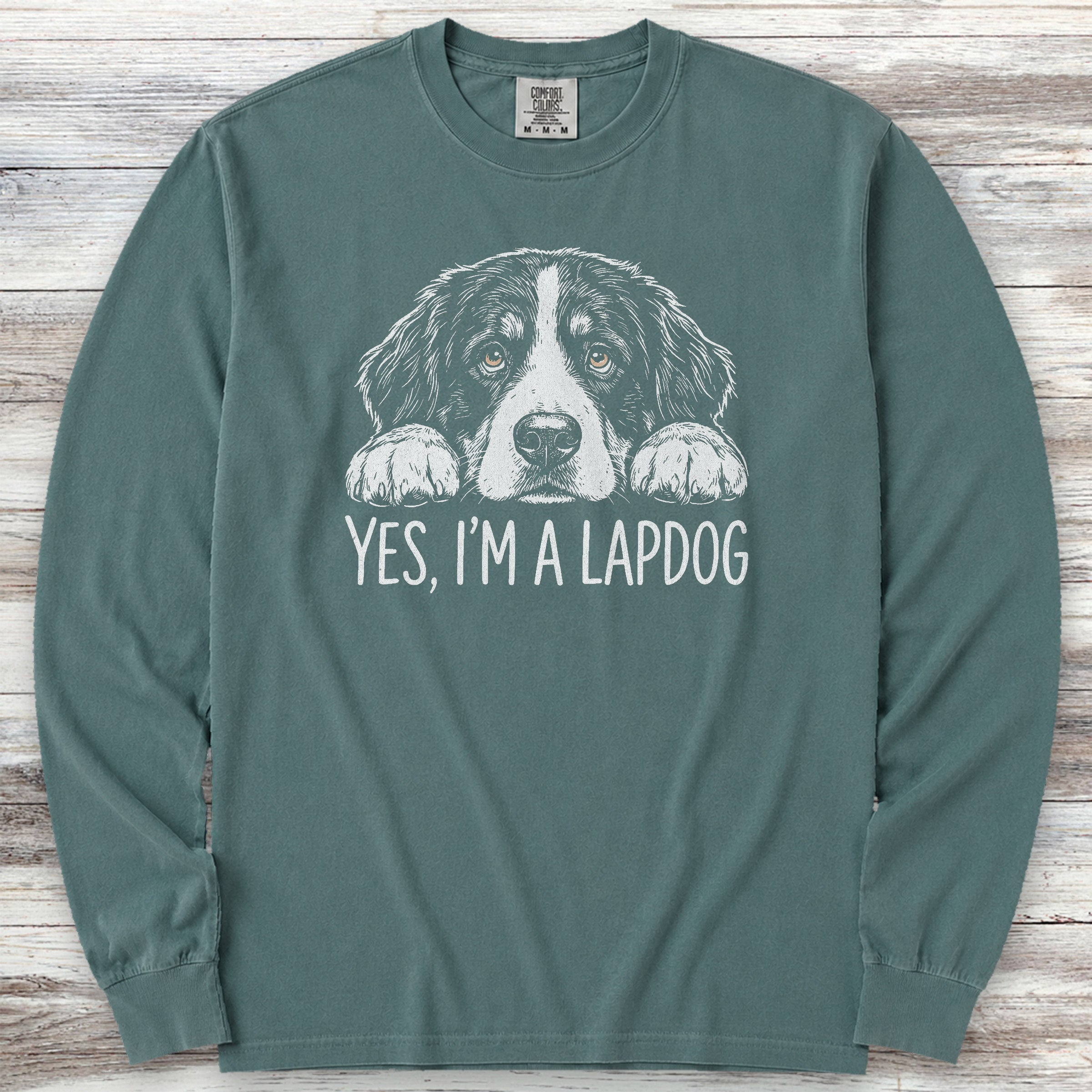 Bernese Mountain Dog Lapdog Long Sleeve Tee - Blue Spruce