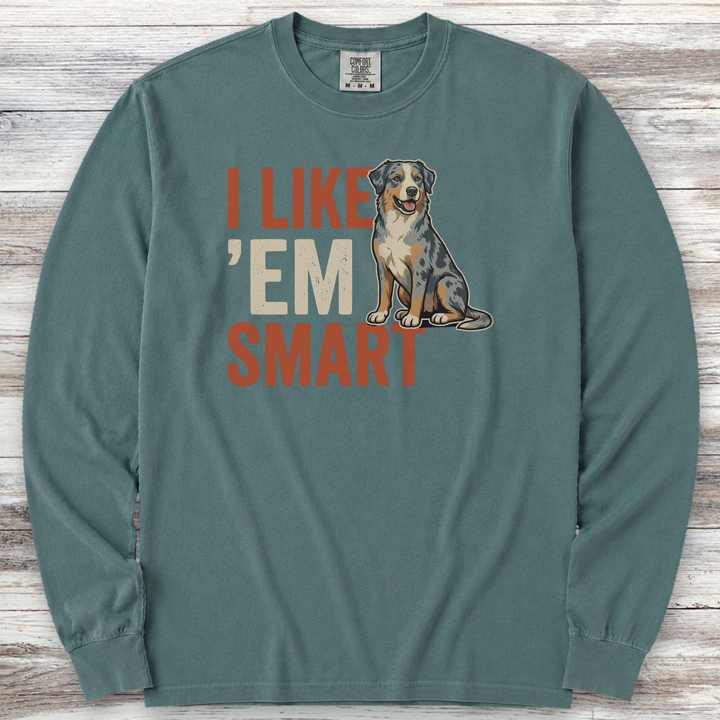 Australian Shepherd Smart Long Sleeve Tee - Blue Spruce
