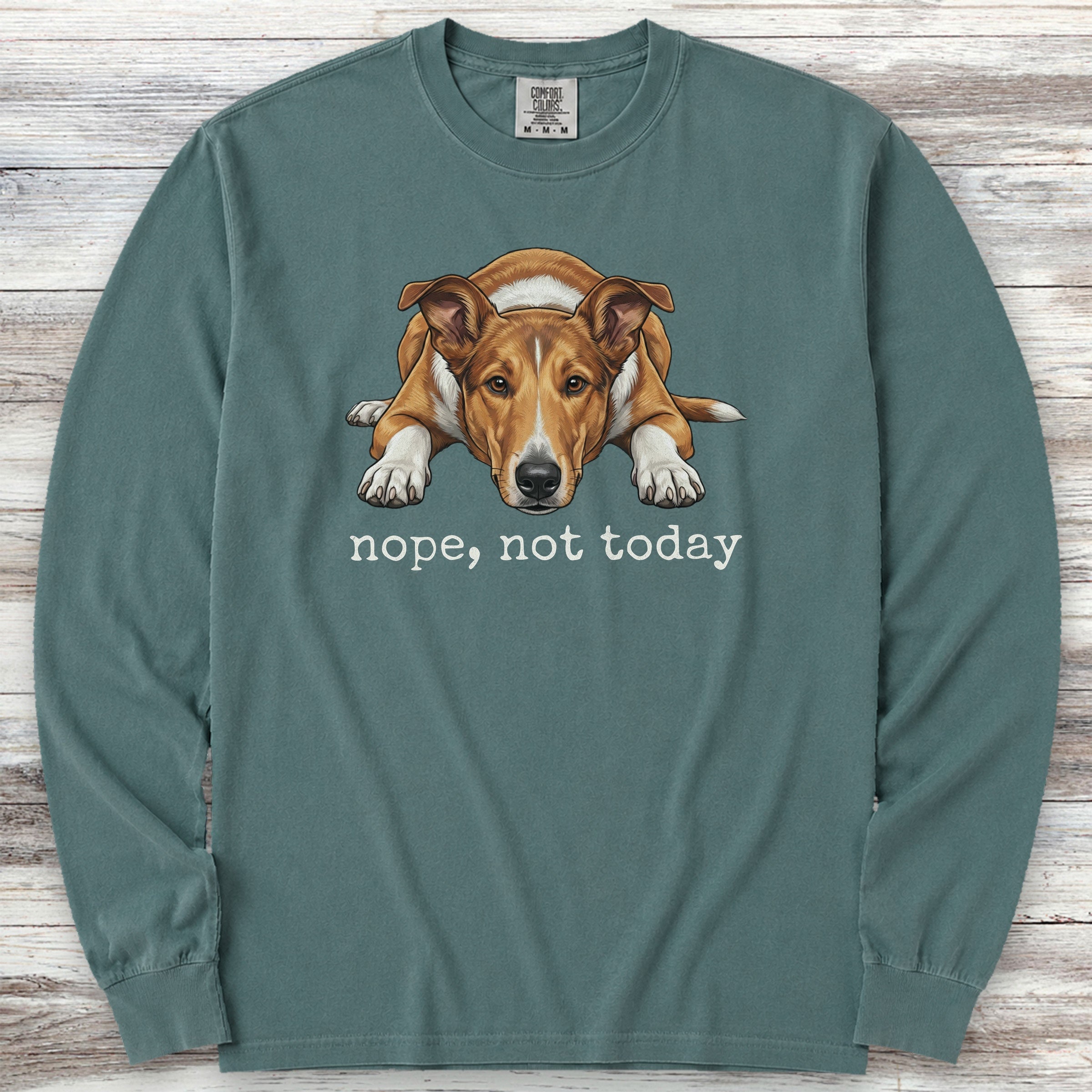 Smooth Collie Nope Long Sleeve Tee - Blue Spruce