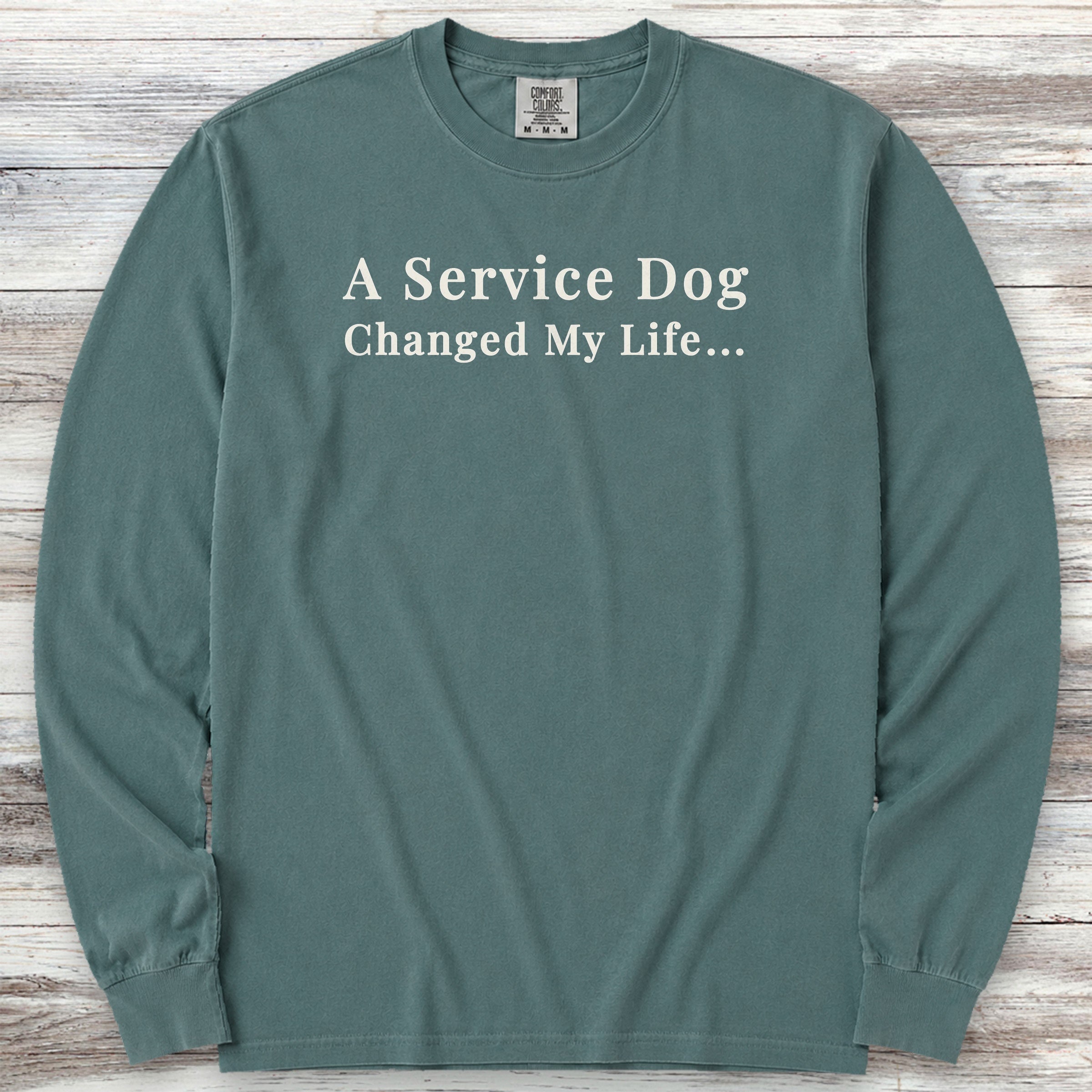 Service Dog Changed Life Long Sleeve Tee - Blue Spruce