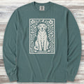Labrador Retriever Yellow Folk Art Floral Long Sleeve Tee - Blue Spruce