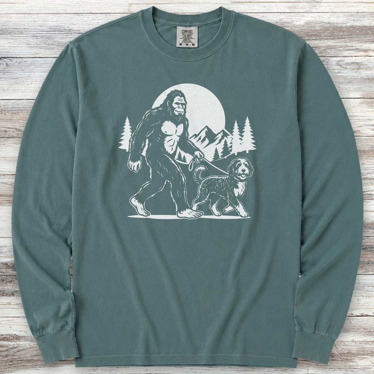 Bernedoodle & Bigfoot Long Sleeve Tee - Blue Spruce