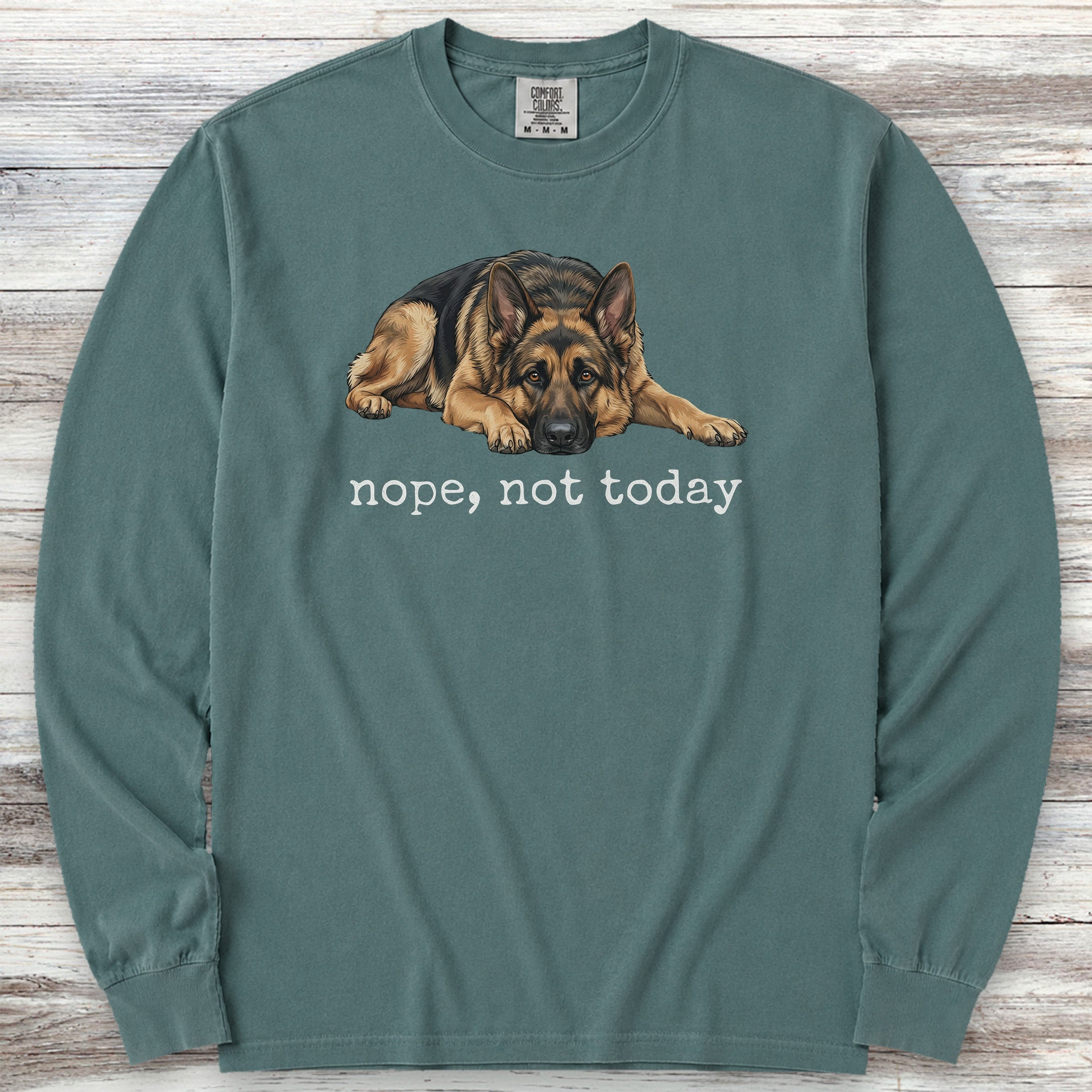 German Shepherd Nope Long Sleeve Tee - Blue Spruce
