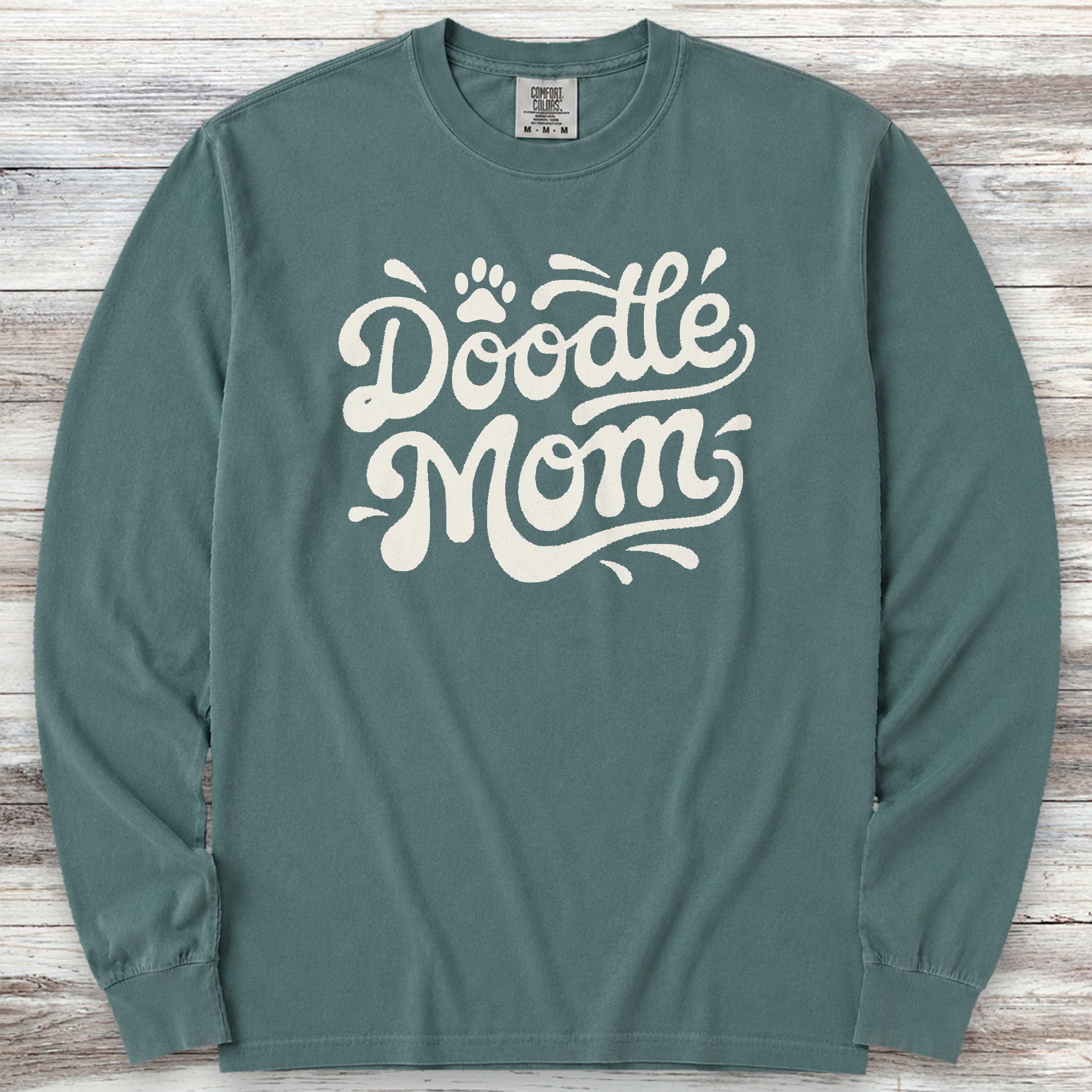Doodle Groovy Mom Long Sleeve Tee - Blue Spruce