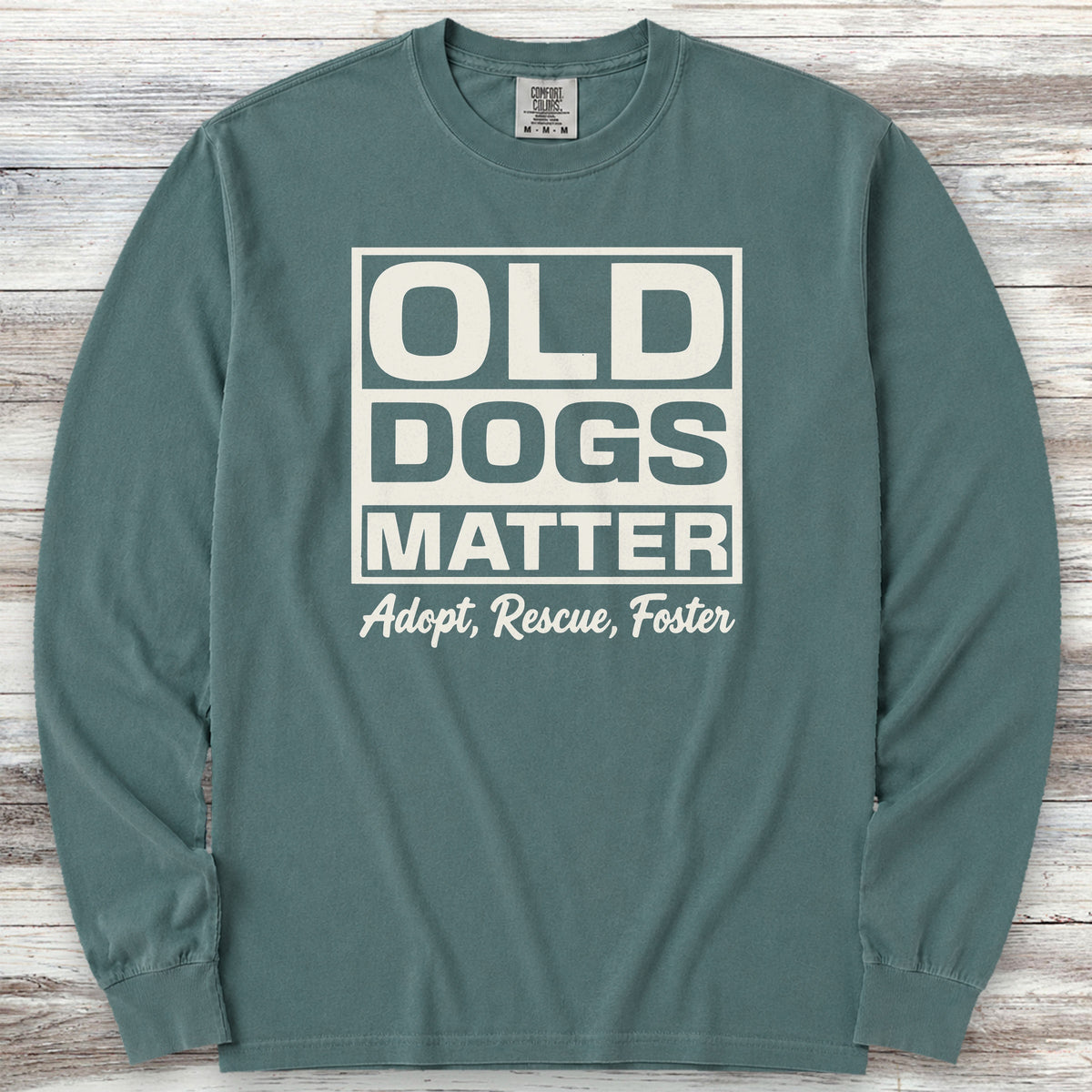Old Dogs Matter Long Sleeve Tee - Blue Spruce