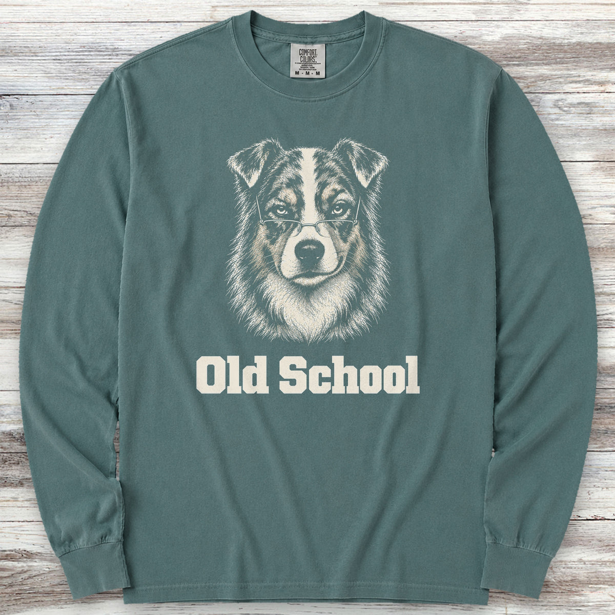 Australian Shepherd Old School Long Sleeve Tee - Blue Spruce