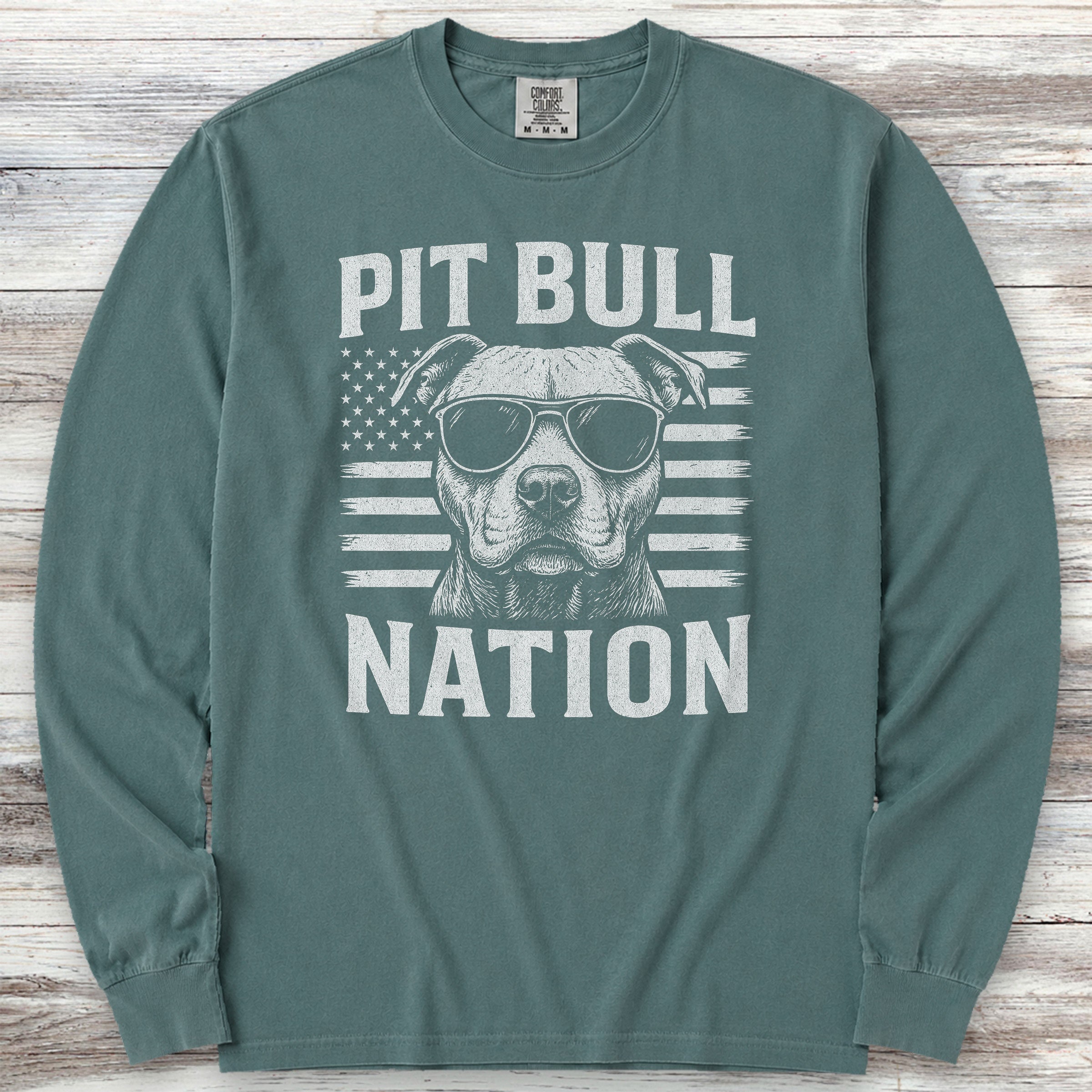 Pit Bull Nation Long Sleeve Tee - Blue Spruce