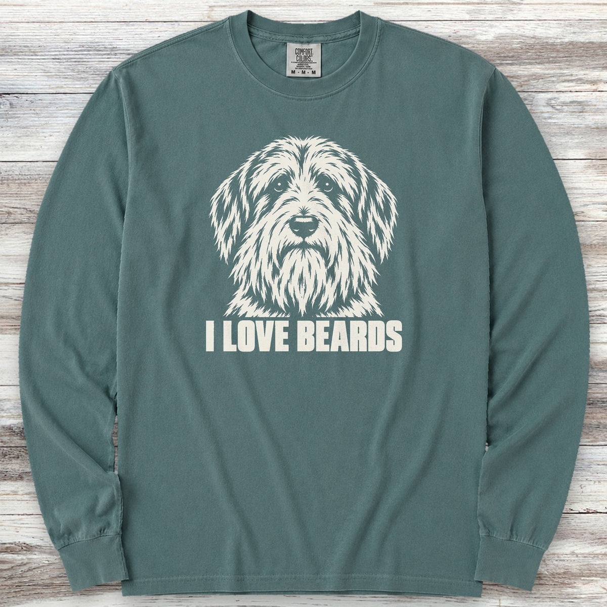 Bearded Collie I Love Beards Long Sleeve Tee - Blue Spruce